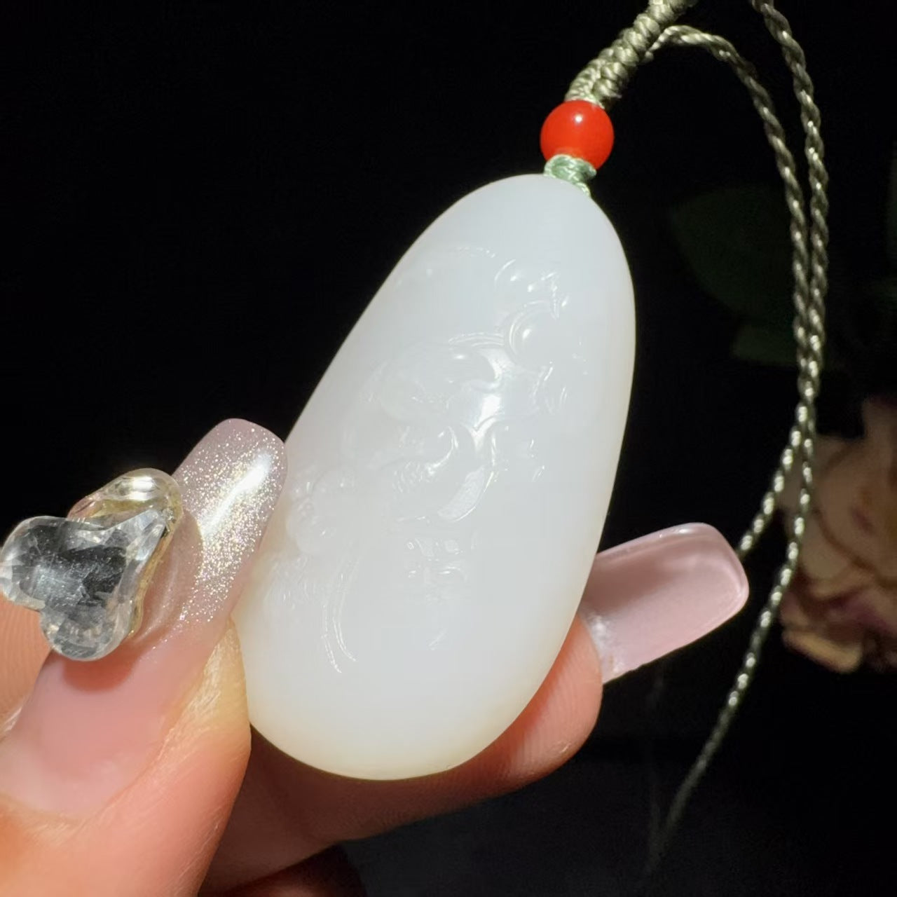 和田玉白玉挂件喜事连连(16.1g)