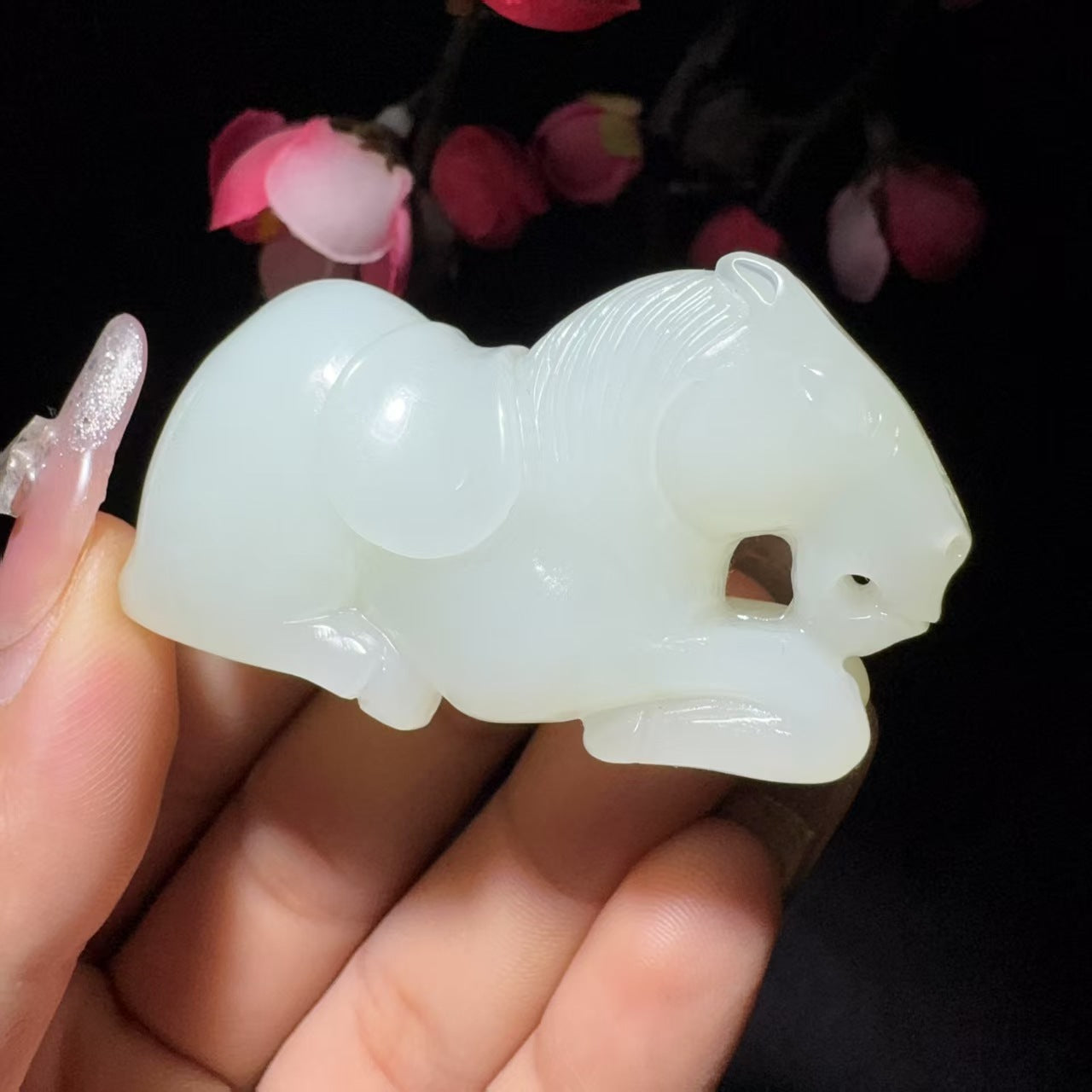 和田玉白玉挂件马到成功(46.9g)