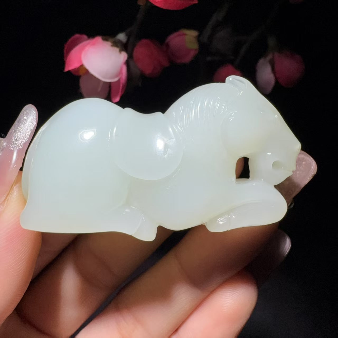 和田玉白玉挂件马到成功(46.9g)