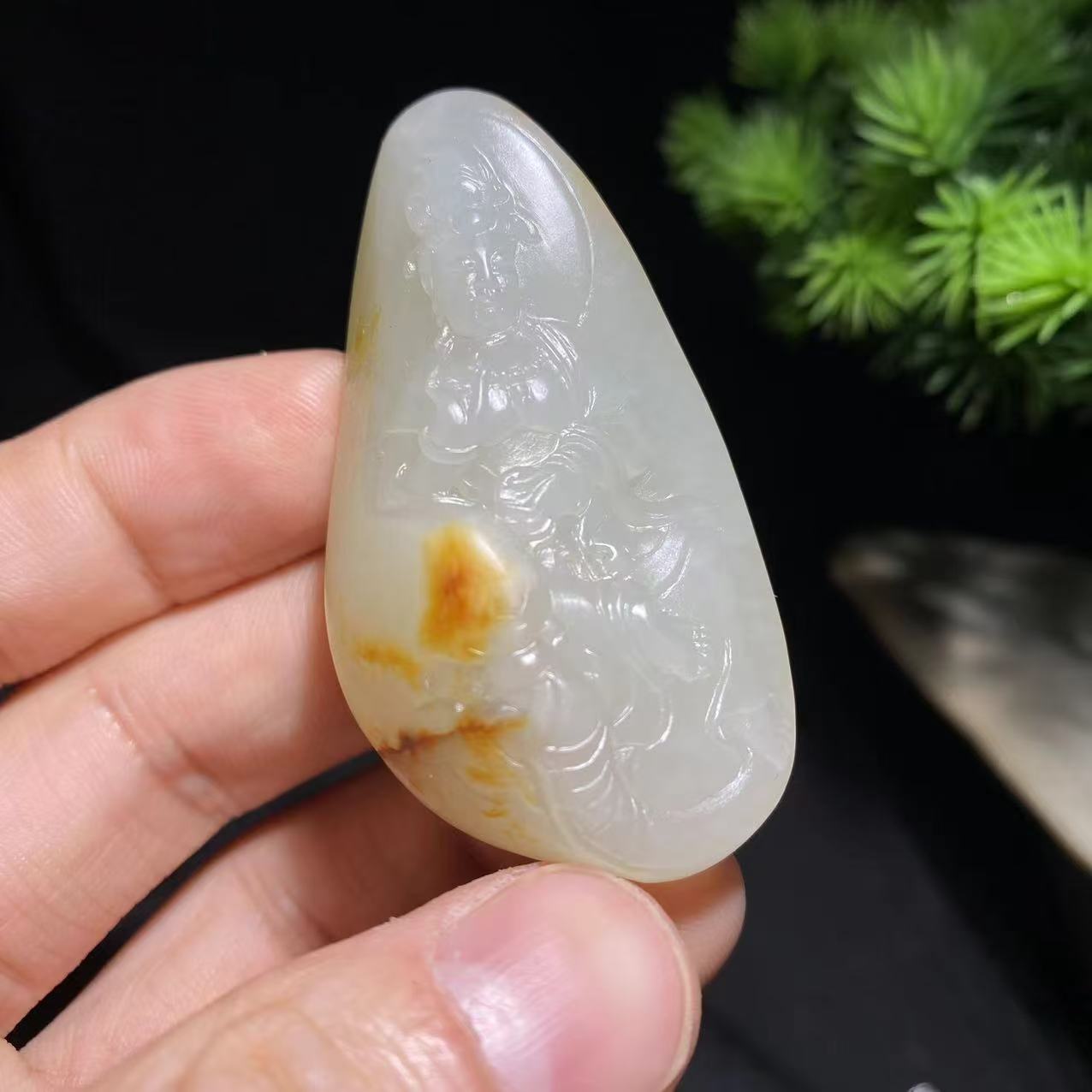 和田玉籽料普贤菩萨挂件