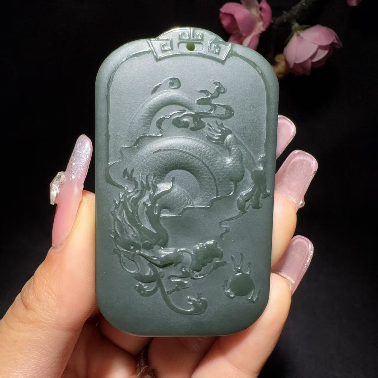 和田玉塔青普贤菩萨挂件(55.8g)