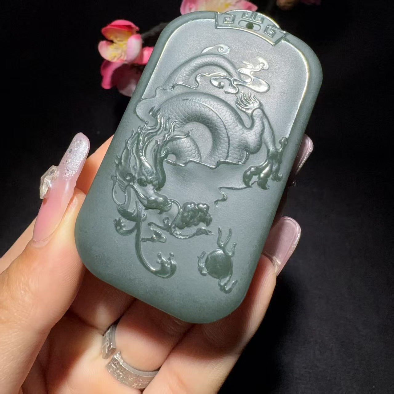 和田玉塔青普贤菩萨挂件(55.8g)