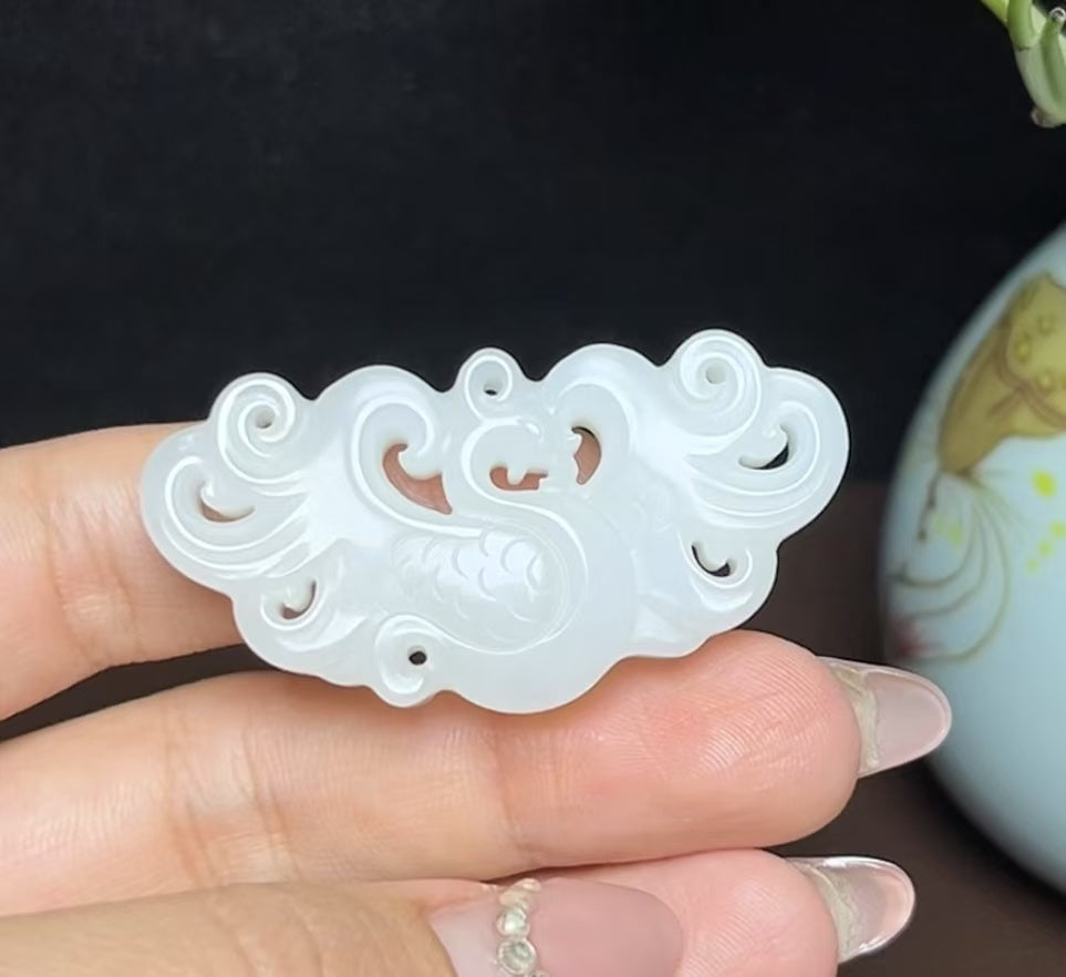 和田羊脂玉百鸟之王凤凰挂件(23.2g)