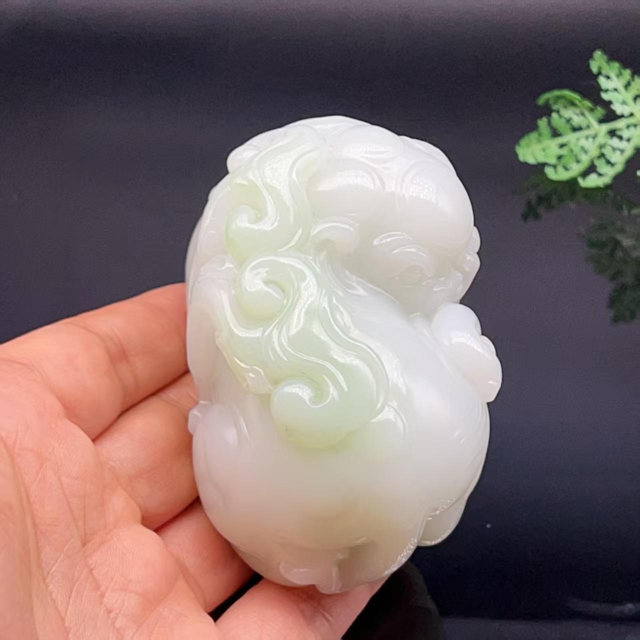 和田玉白玉吉祥如意大象把件(266.43g)