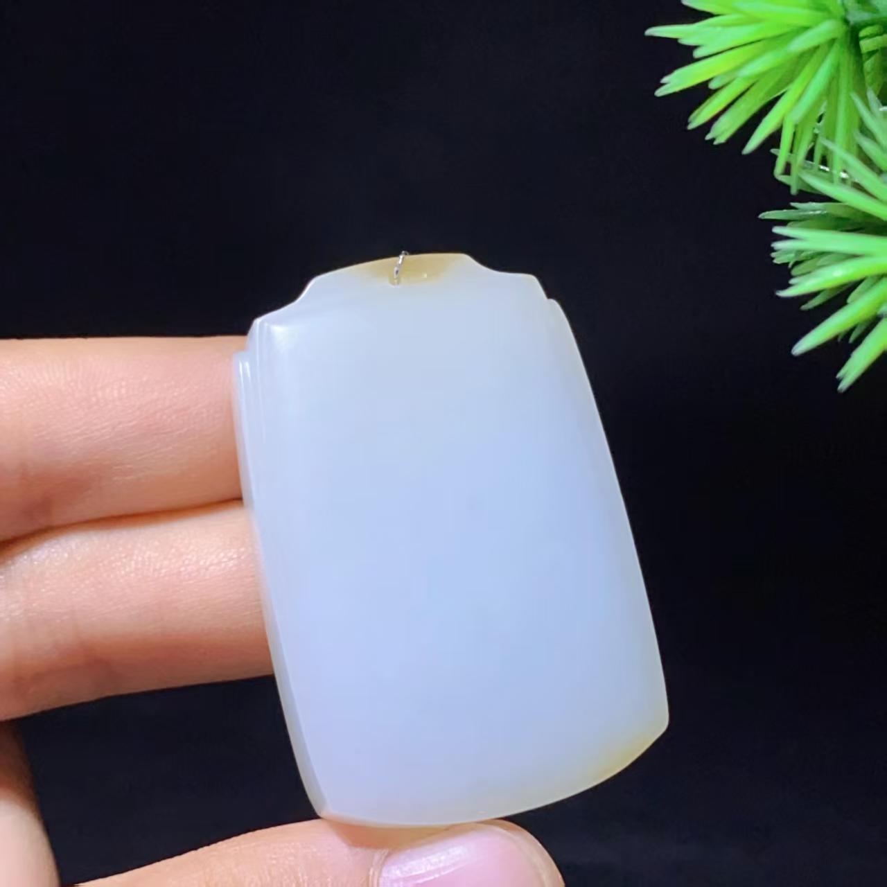 和田玉糖白无事牌(32.2g)