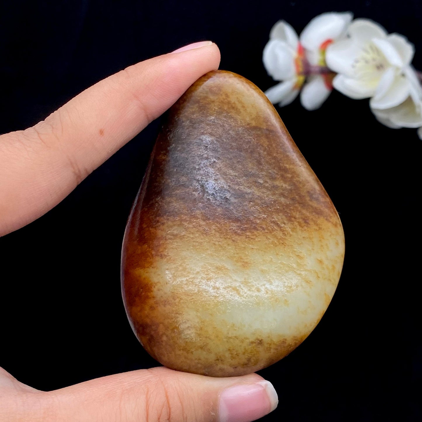 和田玉洒红皮籽料原石(123.1g)