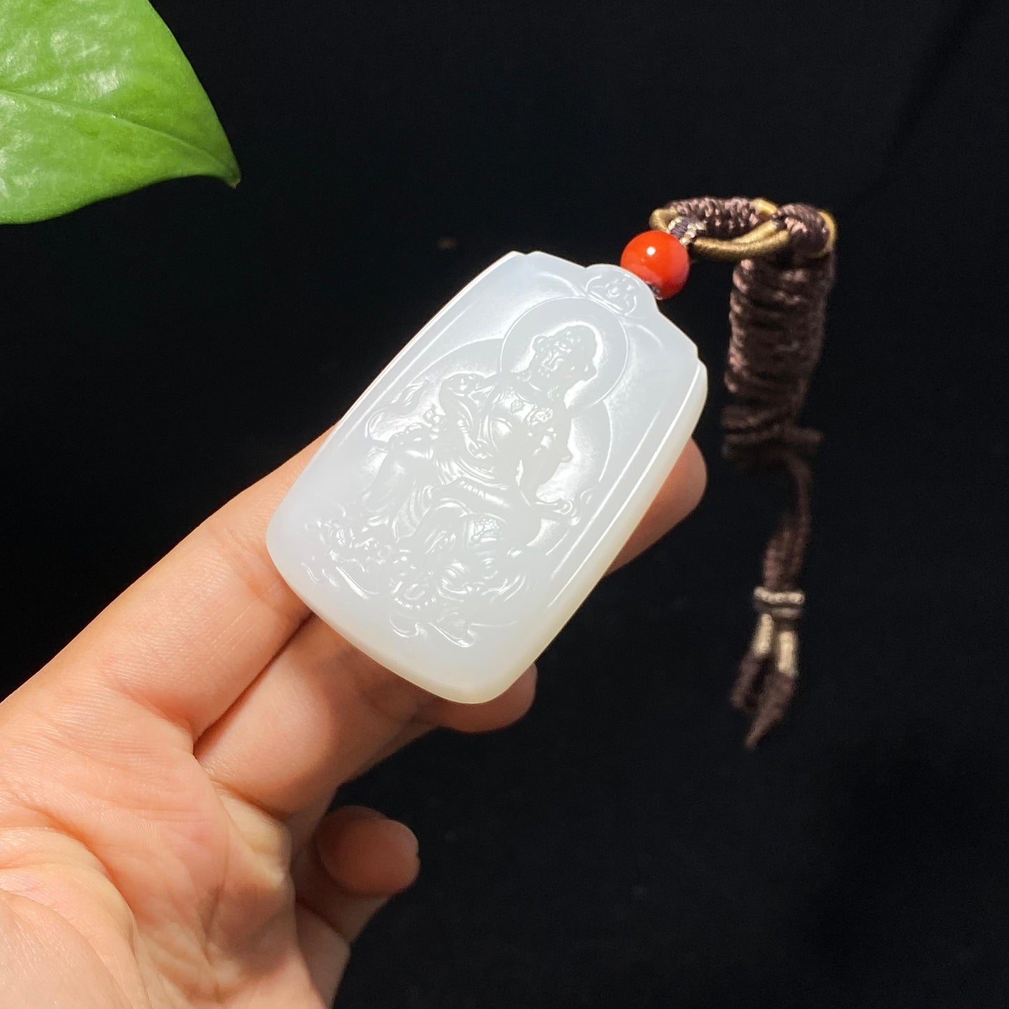 精品和田羊脂白玉普贤菩萨牌(52.5g)
