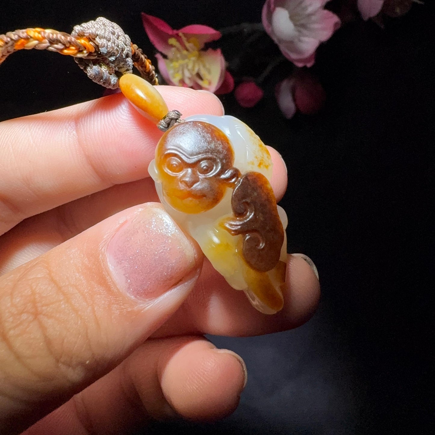 和田玉籽料挂件如意猴(14.0g)