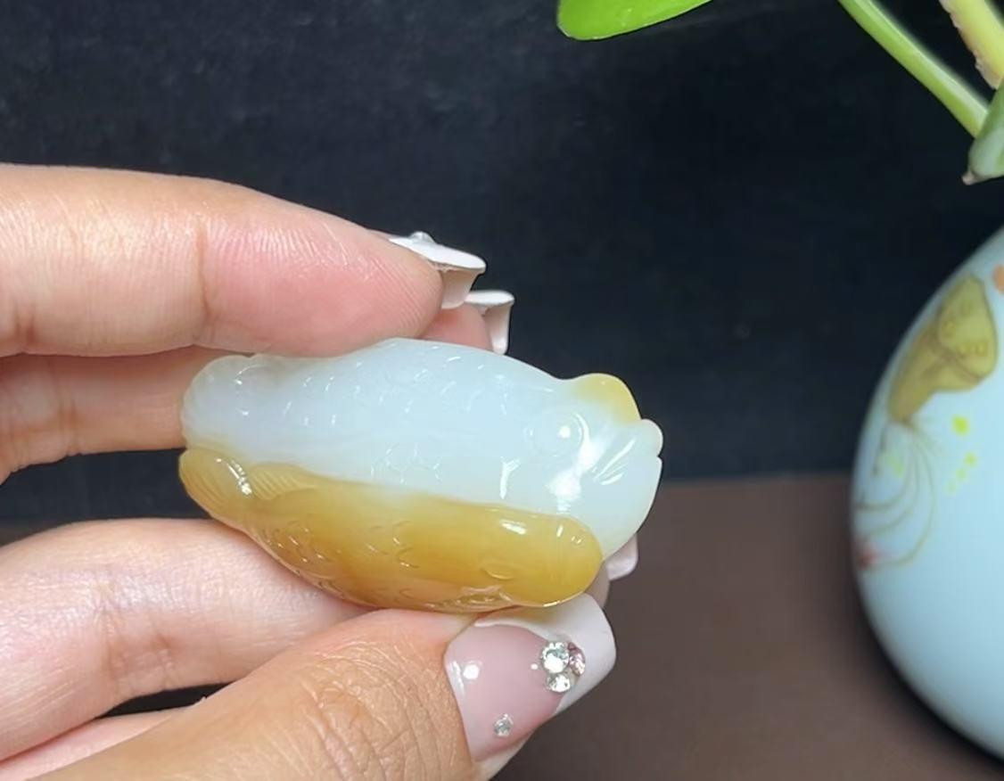 新疆和田玉且末糖白羊脂玉金玉满堂(24.1g)