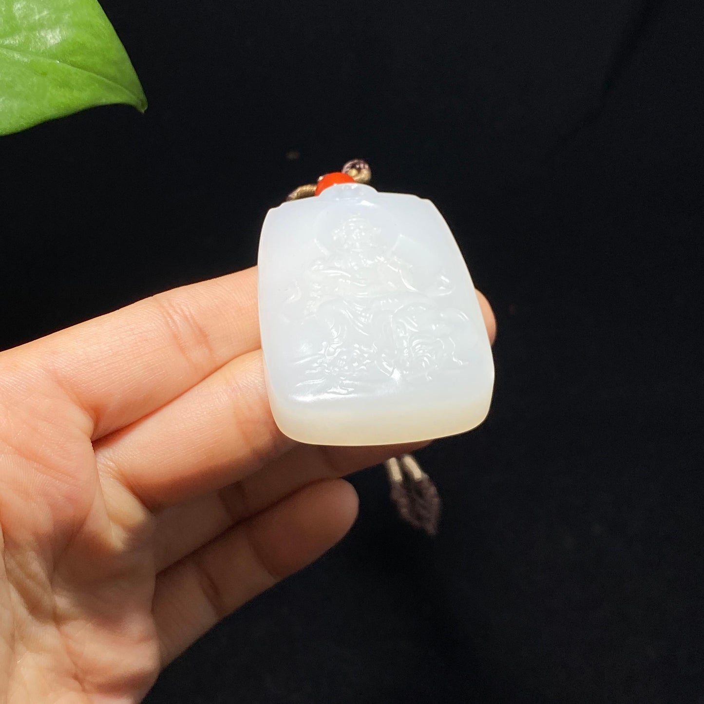 精品和田羊脂白玉普贤菩萨牌(52.5g)
