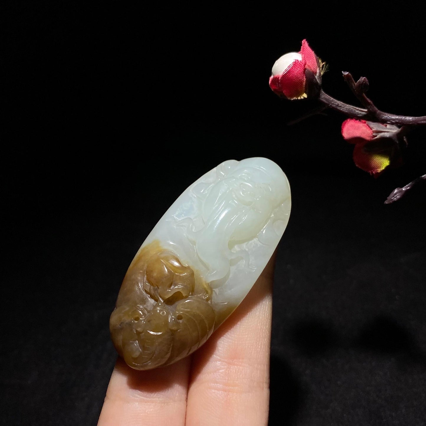 和田玉糖白财神(29.6g)