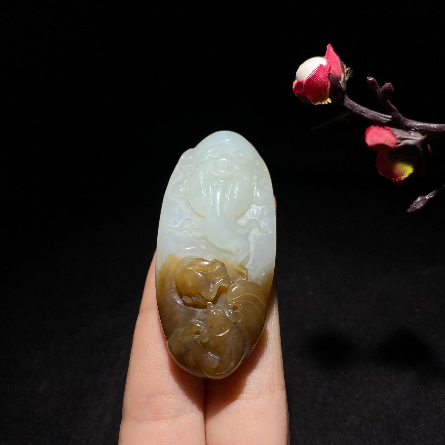 和田玉糖白财神(29.6g)