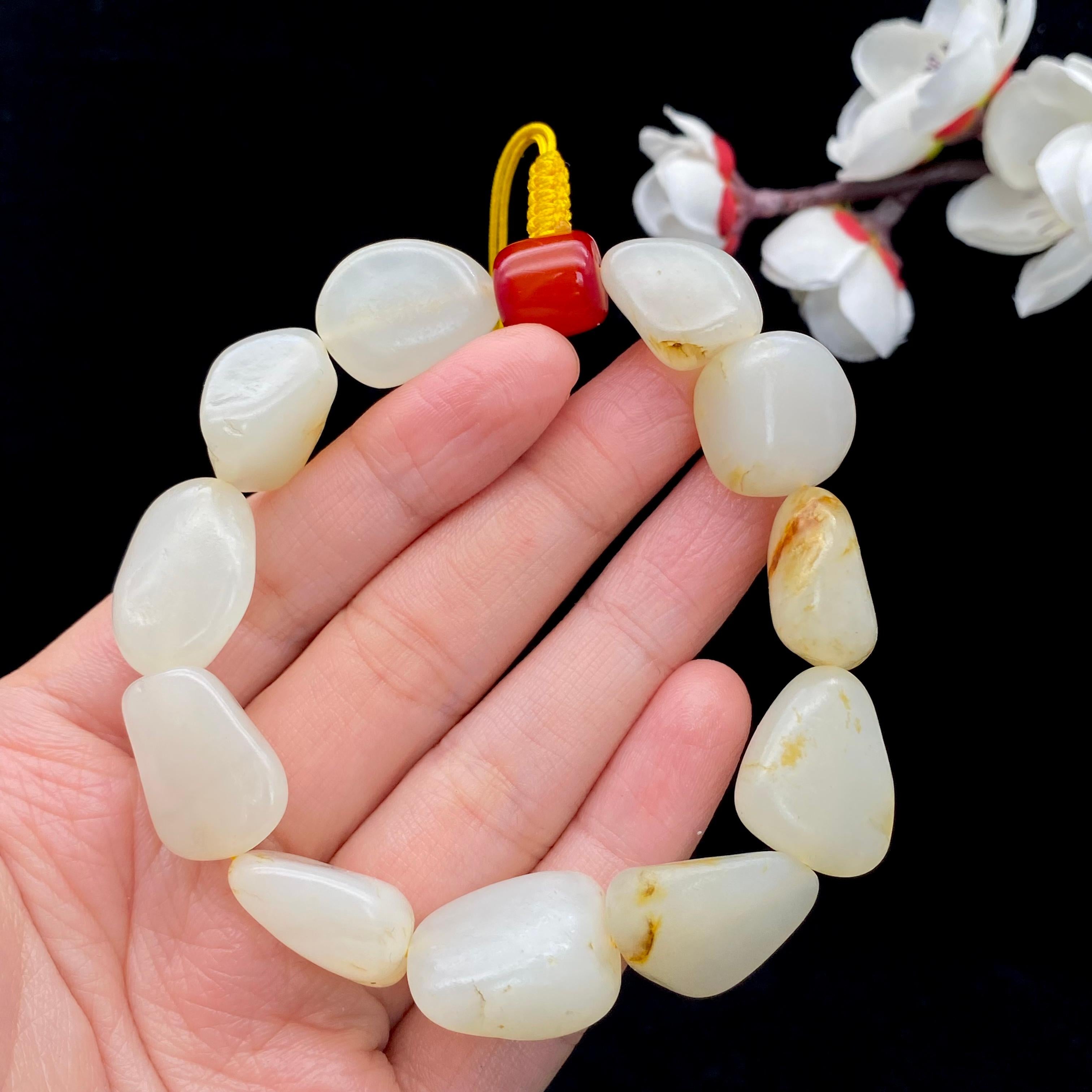 和田玉洒金皮【精品手串】(52.7g)