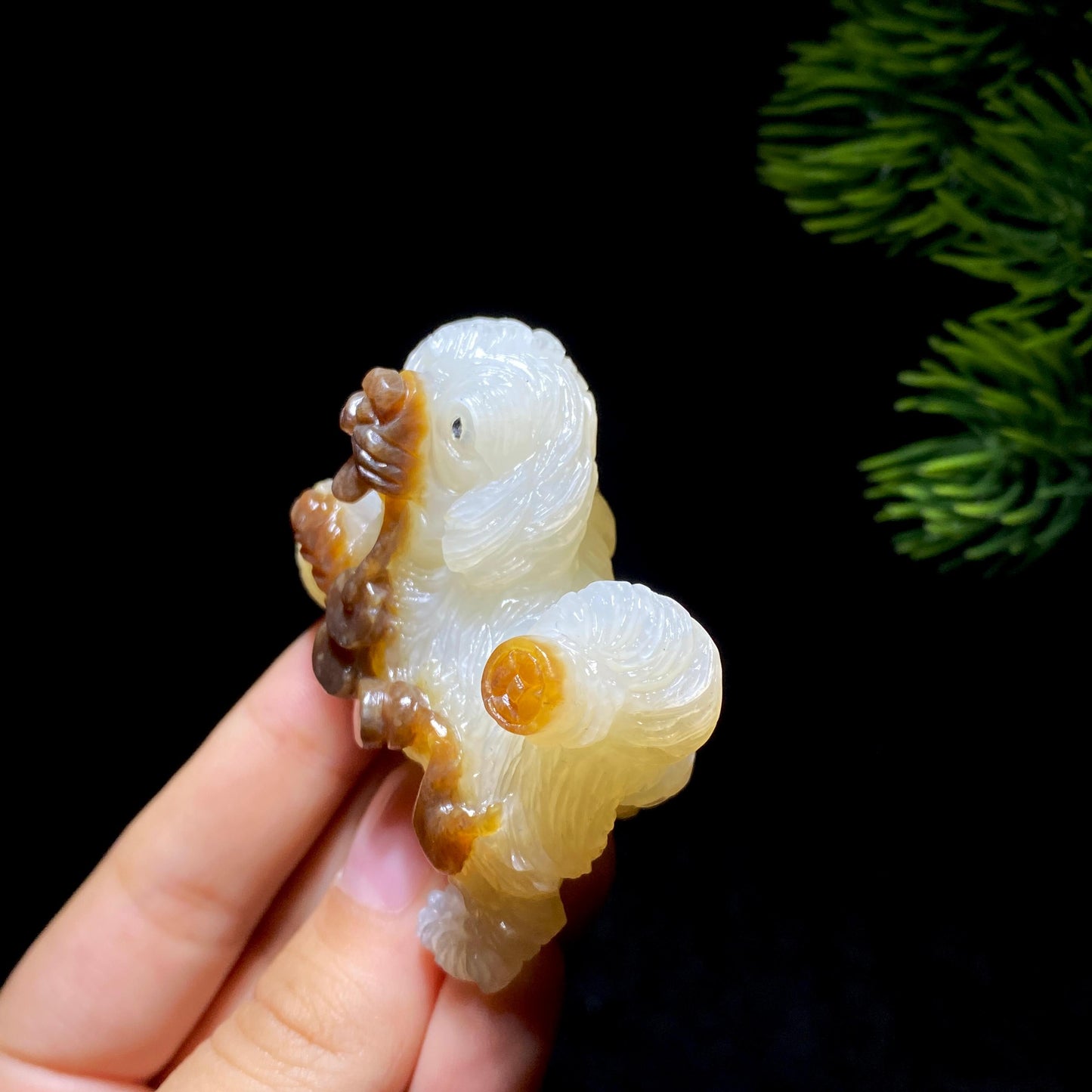 和田玉糖白玉小狗把件(62.0g)