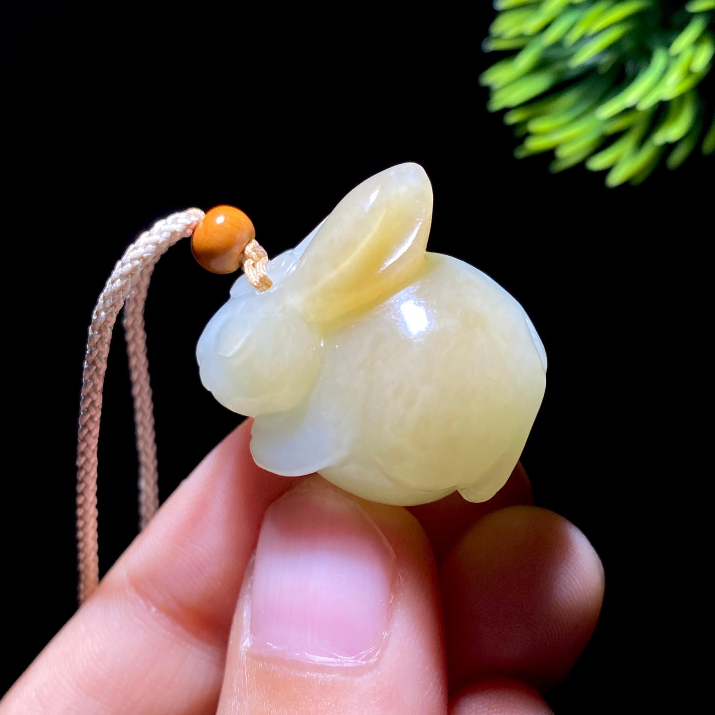 和田玉糖白玉兔子挂件90182624(12.6g)
