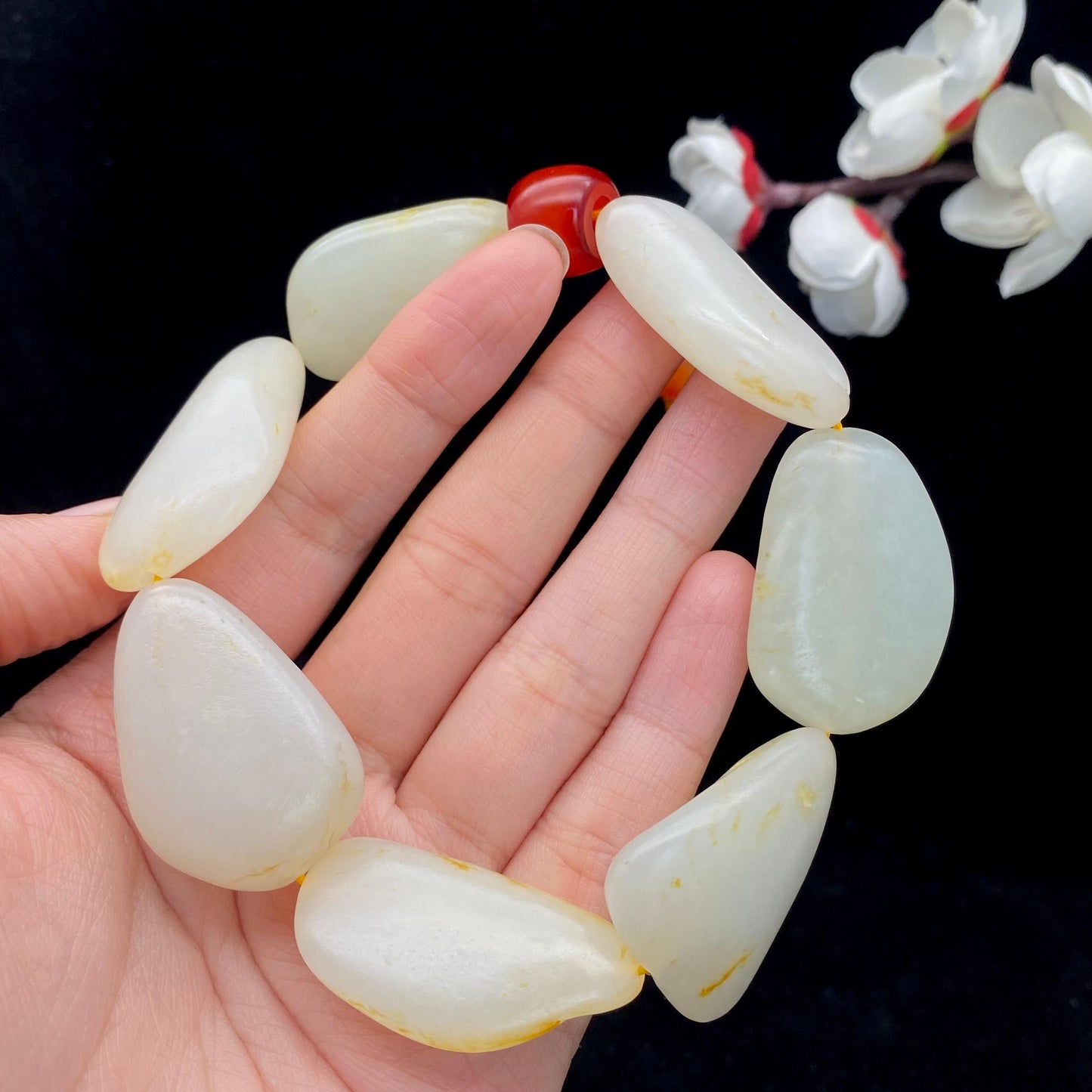 和田玉洒金皮【精品手串】(91g)
