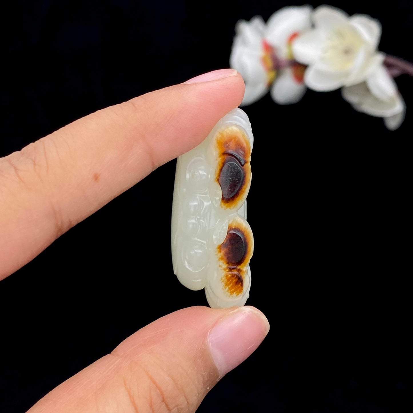 和田玉籽料【八方来财】螃蟹挂件(24.3g)