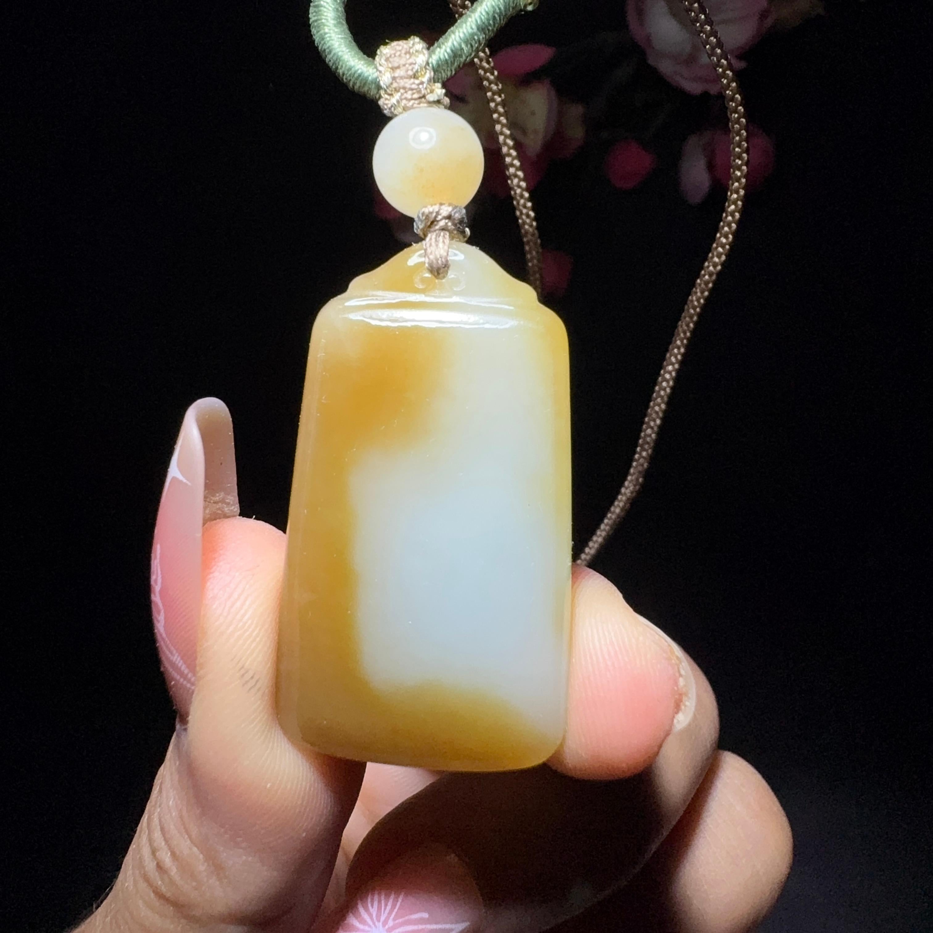和田玉糖白玉平安牌(16.4g)