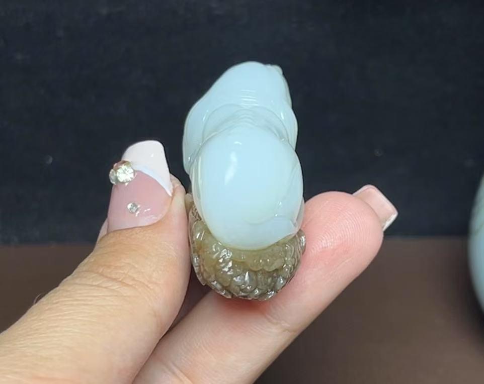 和田玉糖白羊脂玉旺财(47.5g)