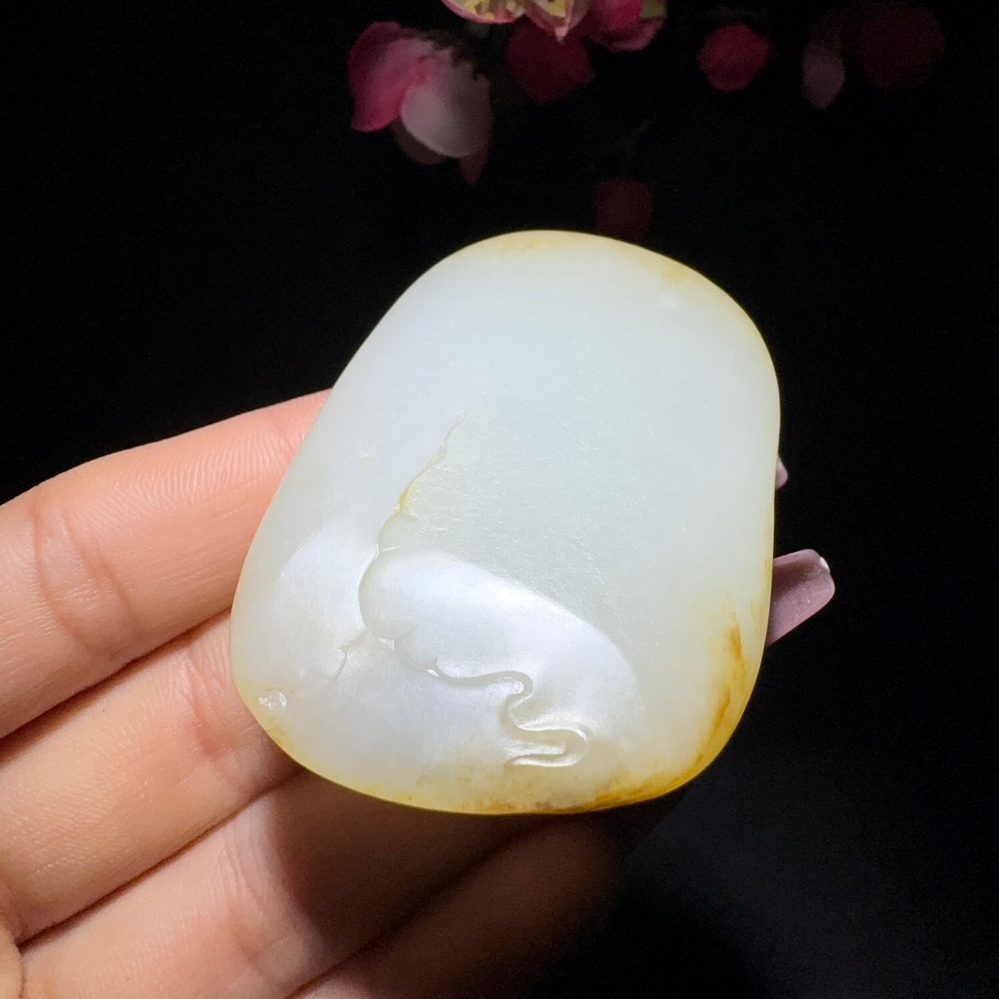 和田玉籽料挂件喜事连连(50.5g)