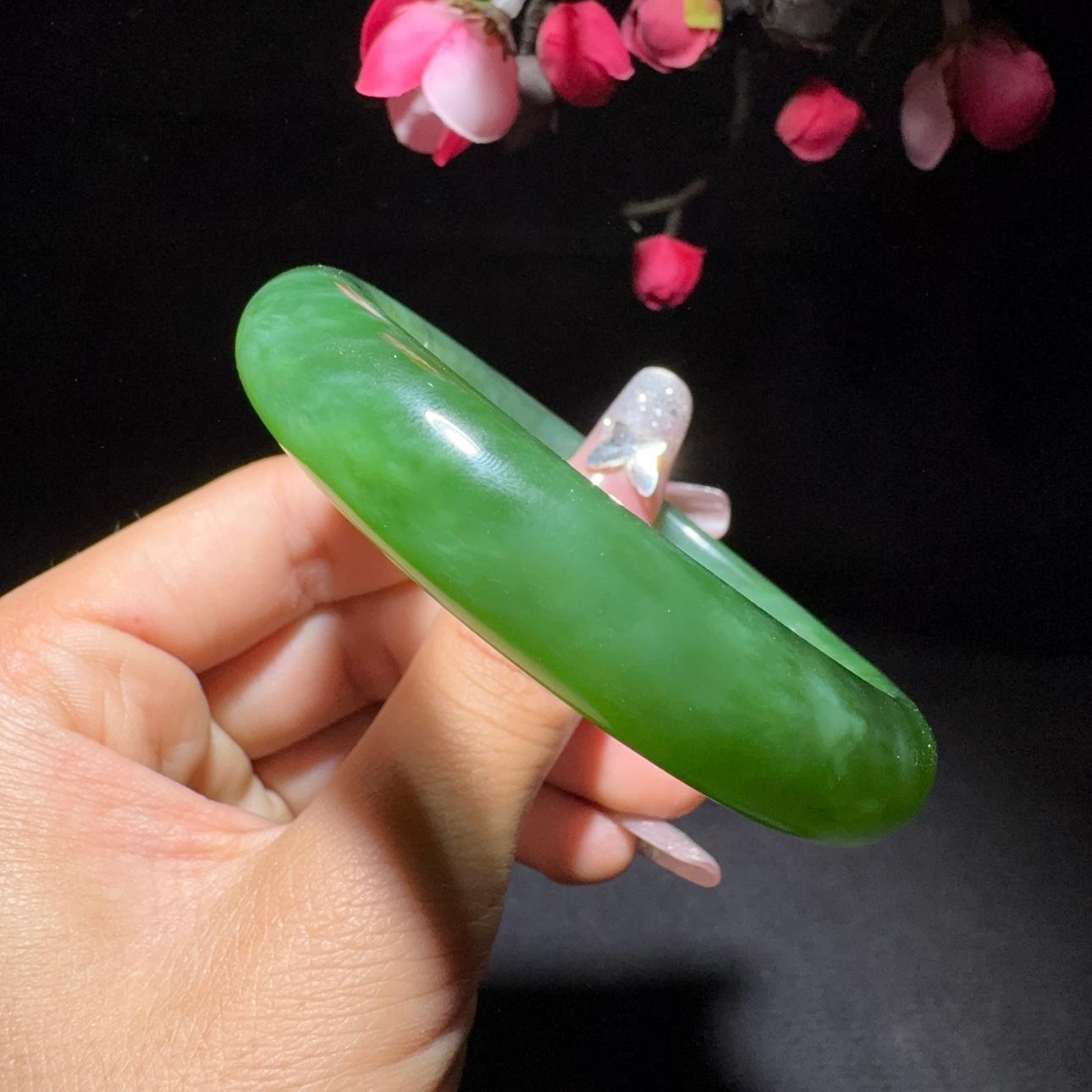 和田玉碧玉猫眼手镯(52.2g)