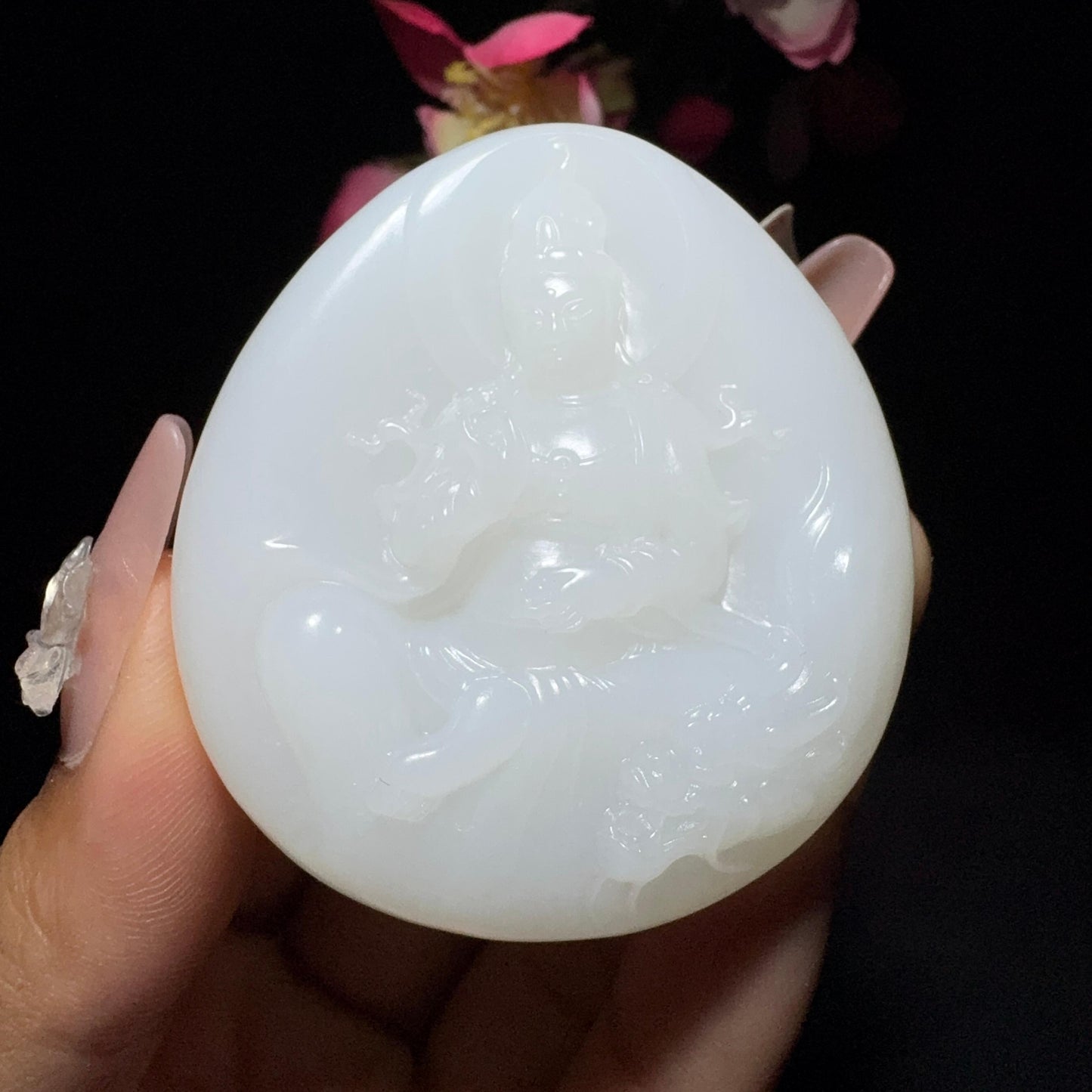 和田玉白玉挂件御龙观音(67.2g)