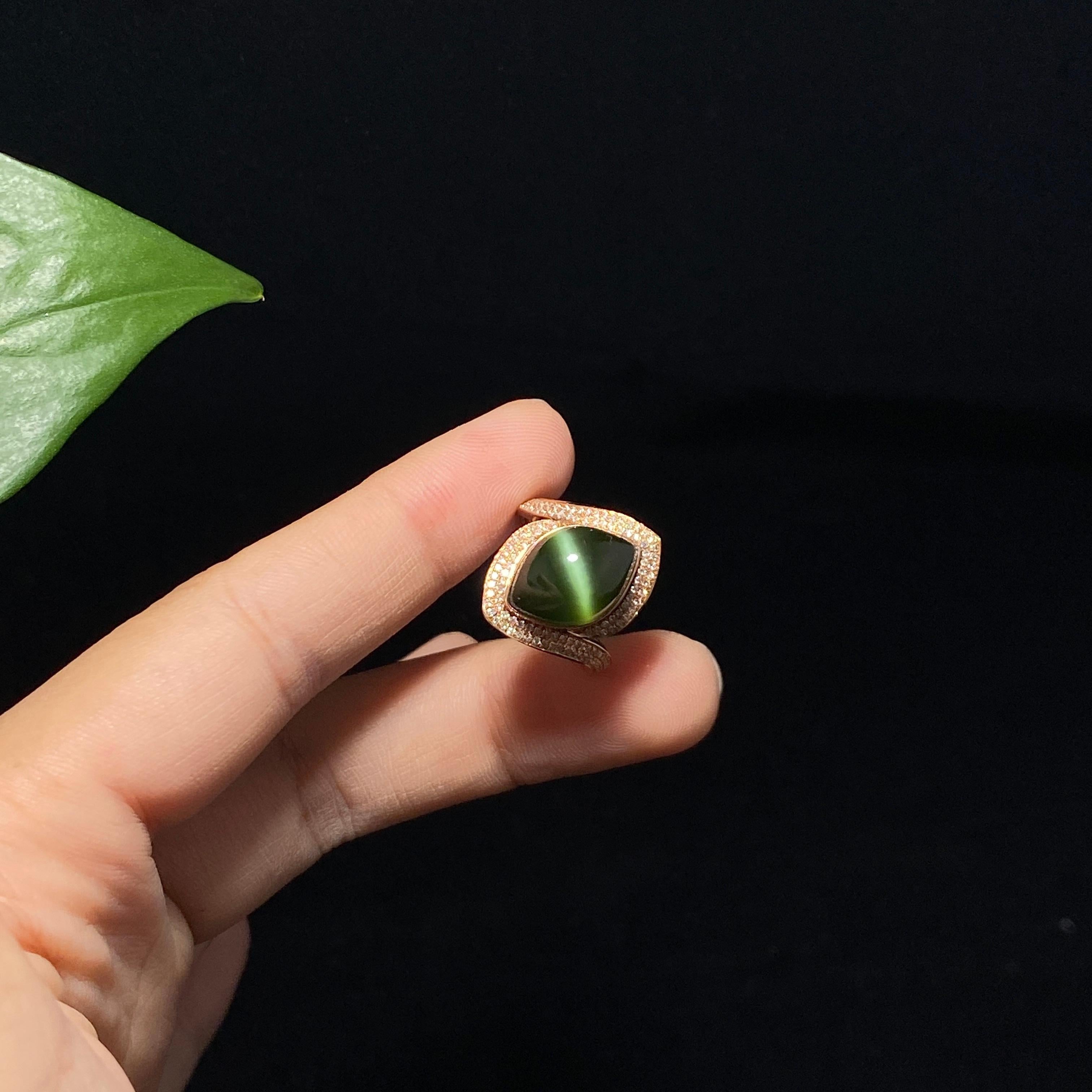 精品碧玉猫眼18k金戒指(4.2g)