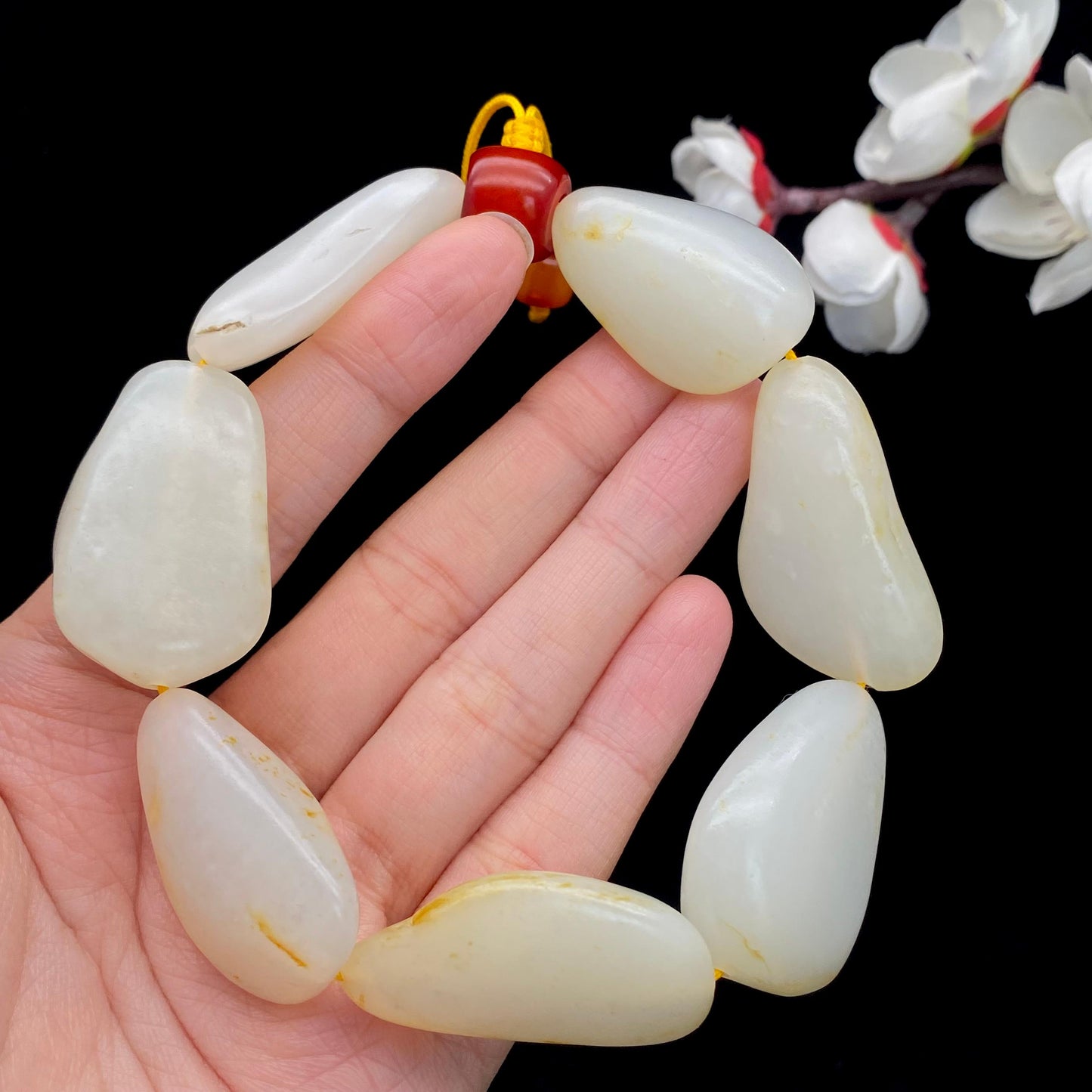 和田玉洒金皮【精品手串】(91g)