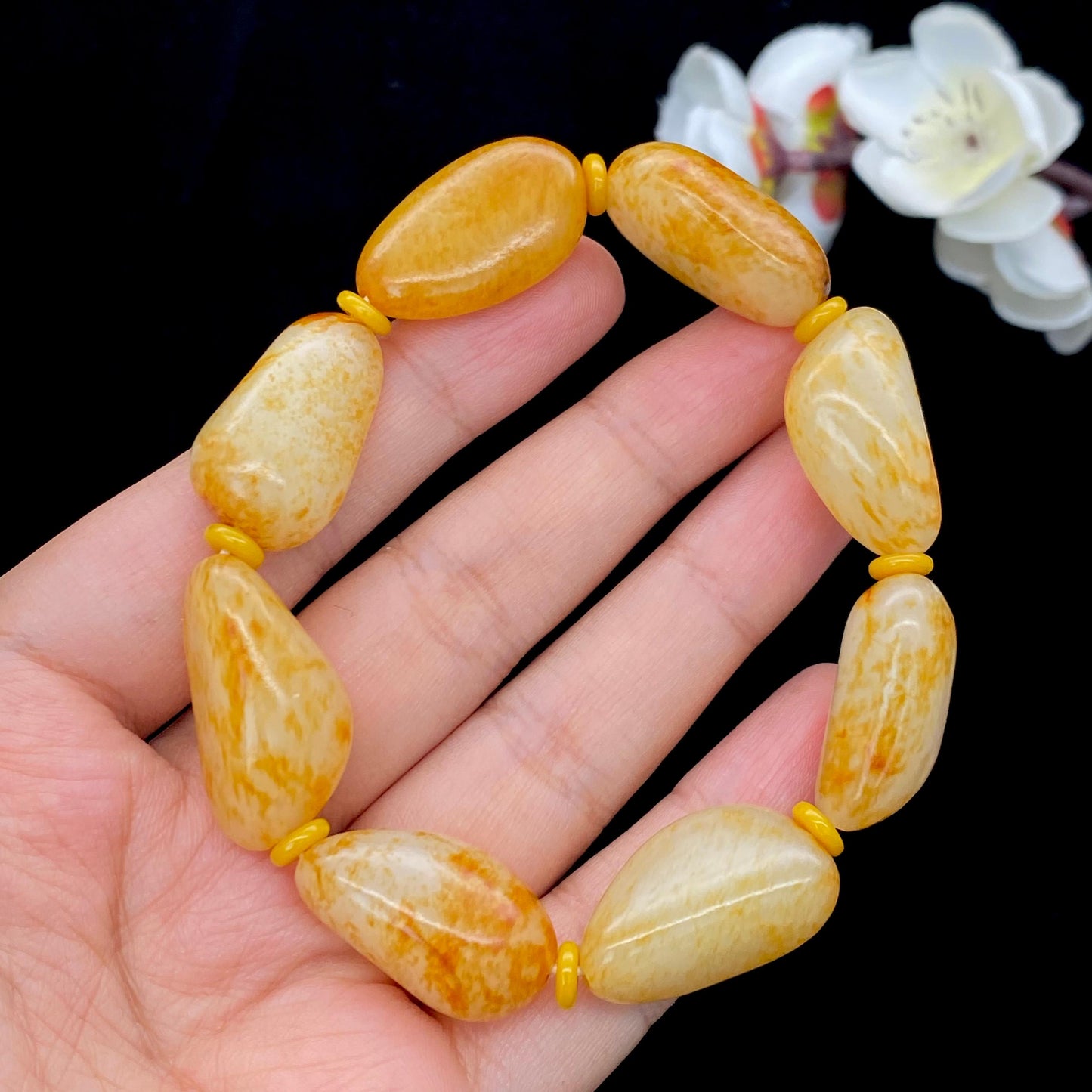 和田玉洒红皮【精品手串】(53g)
