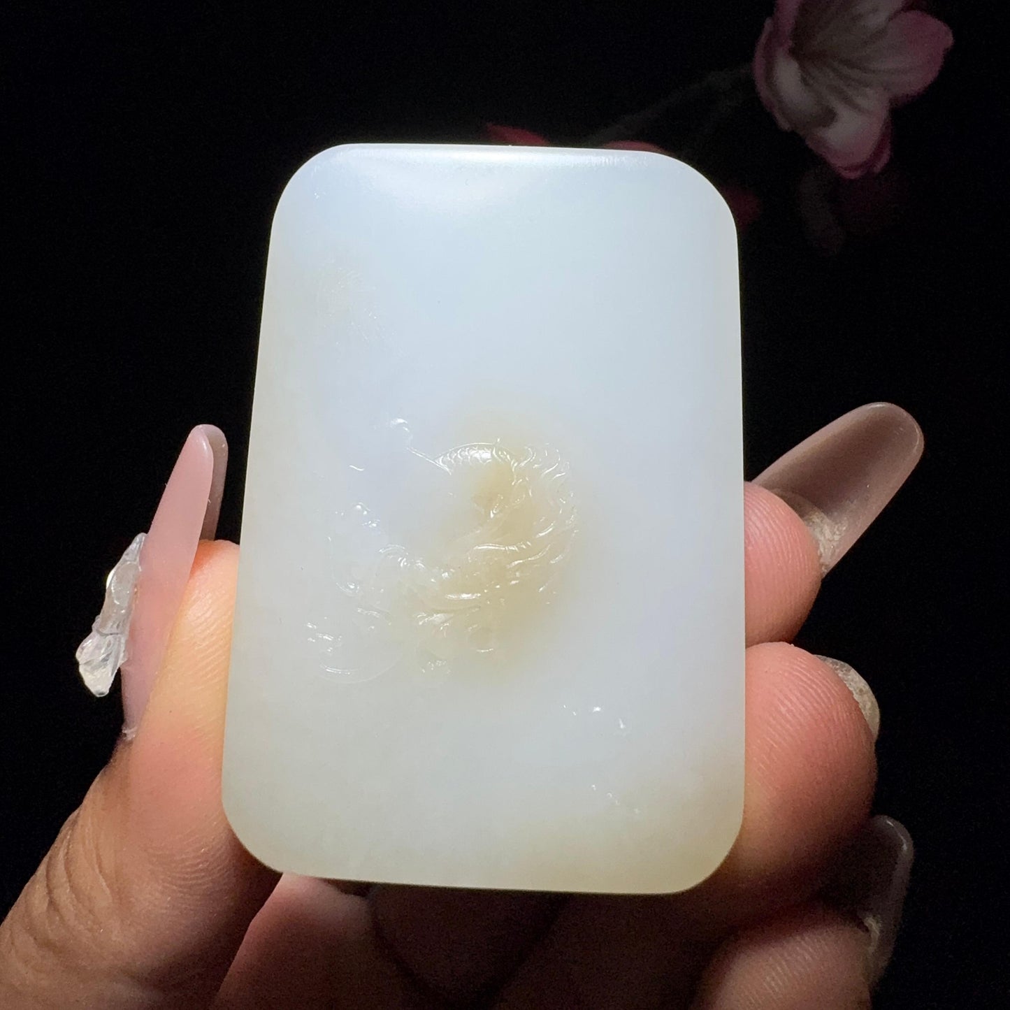 和田玉糖白玉关公牌子(56.9g)