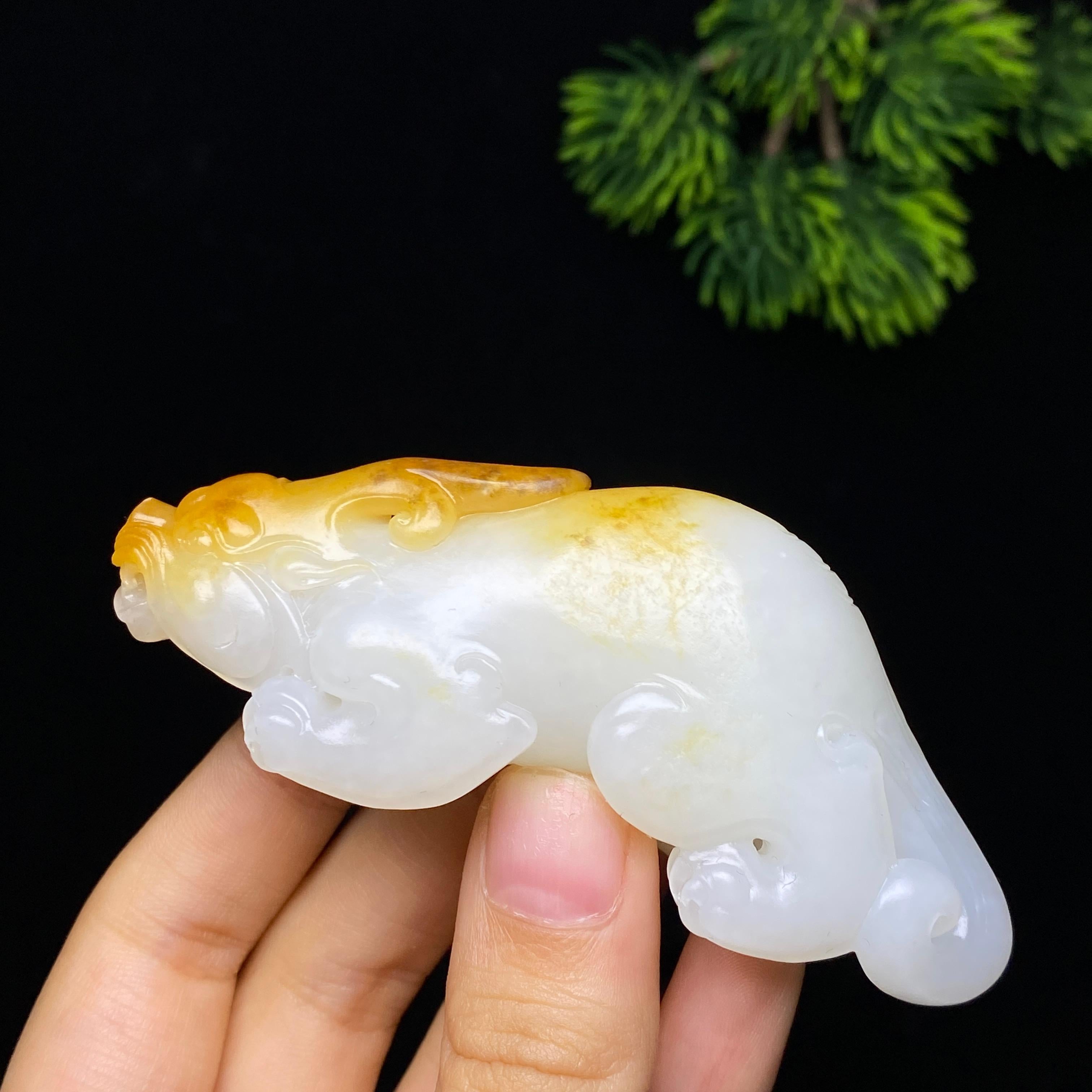 和田玉籽料貔貅（76.8g） – 厚德载玉