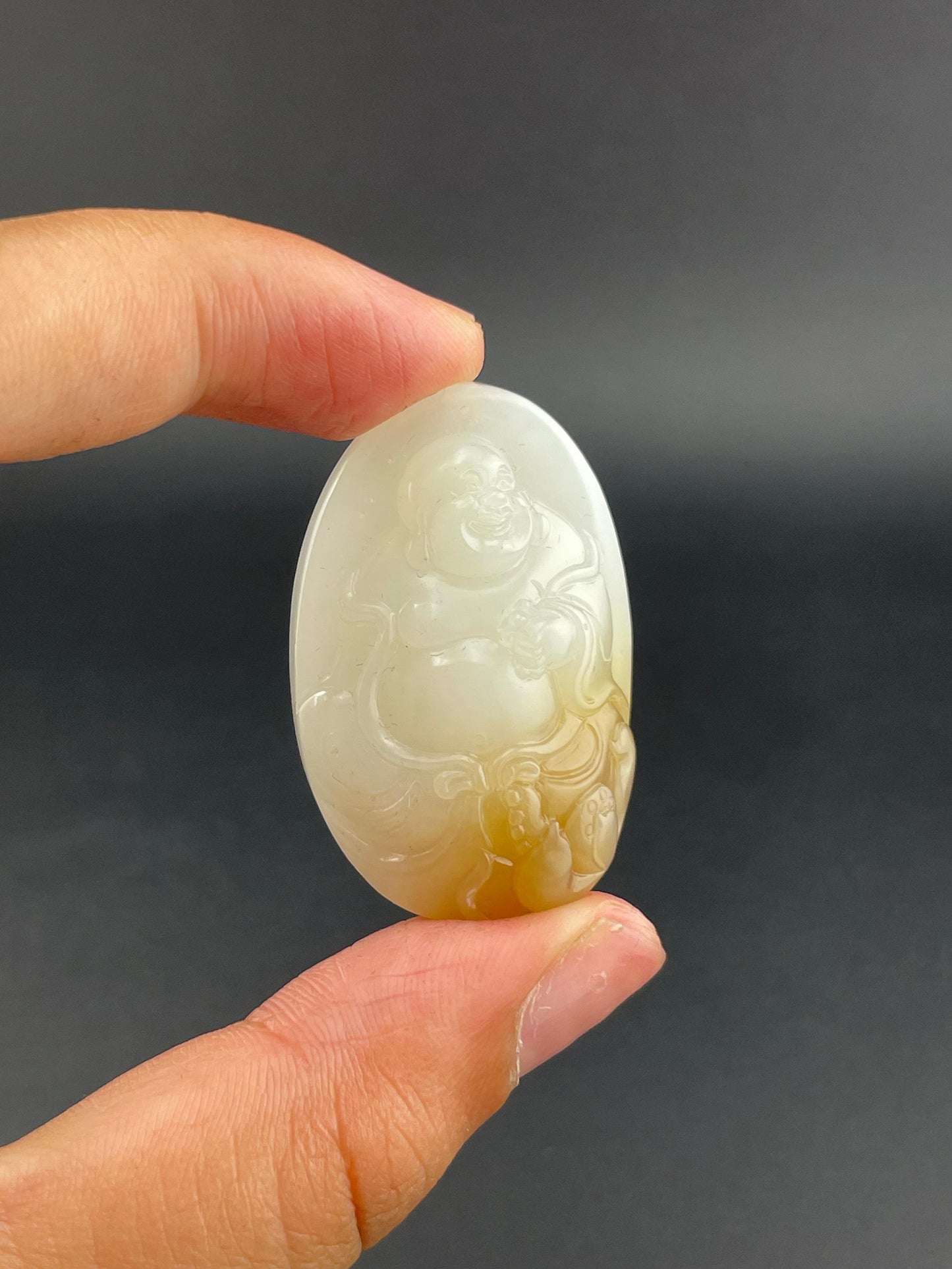 和田玉糖白弥勒佛挂件(24克)