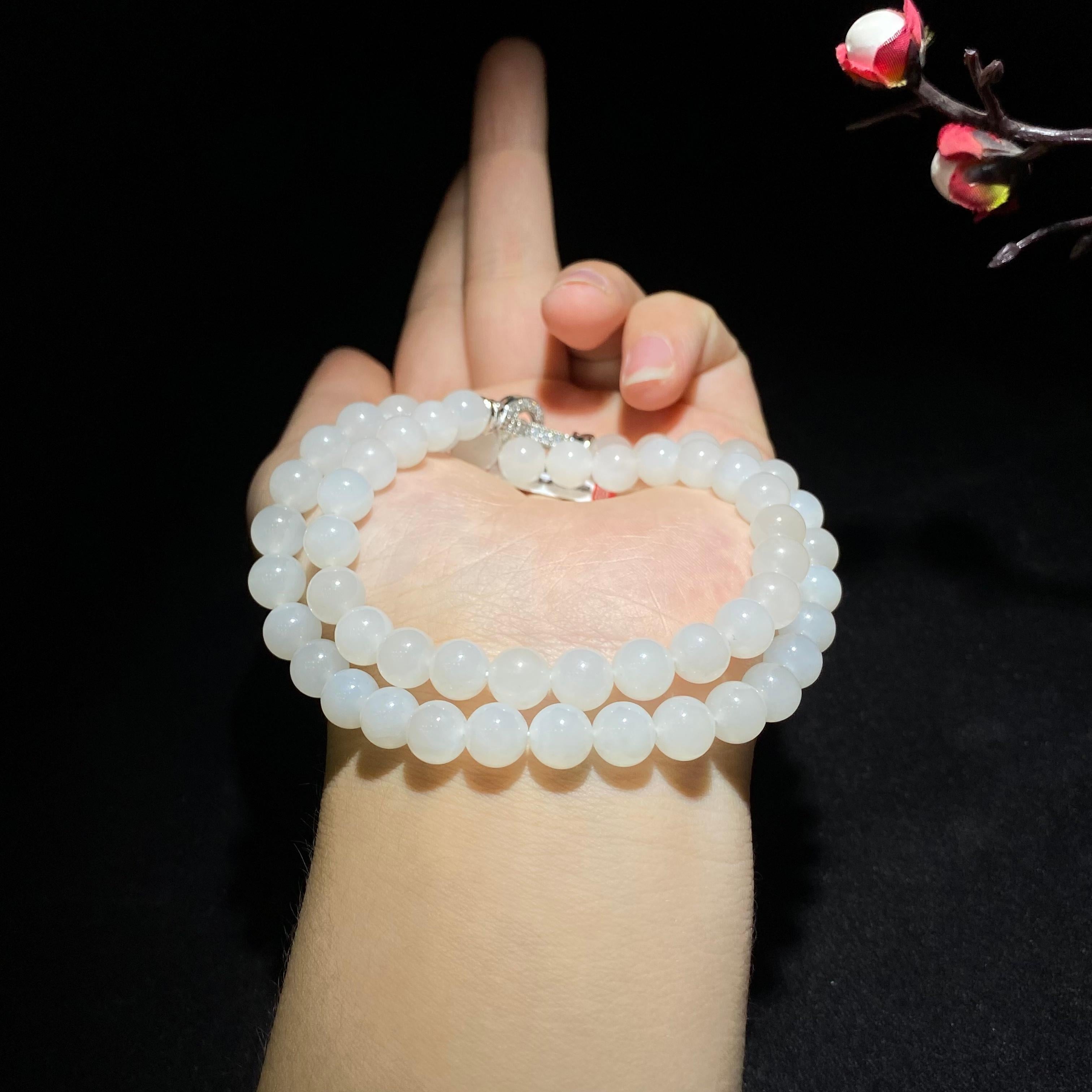 【超值推荐】和田山料冰底白玉项链(41.8克)