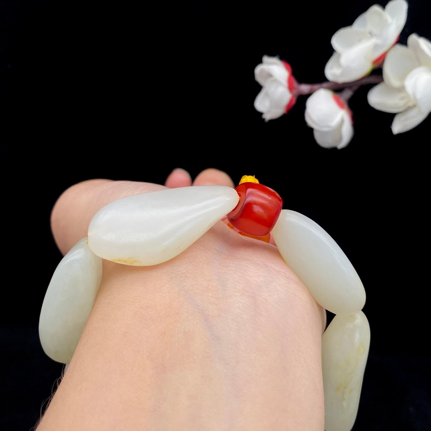 和田玉洒金皮【精品手串】(91g)