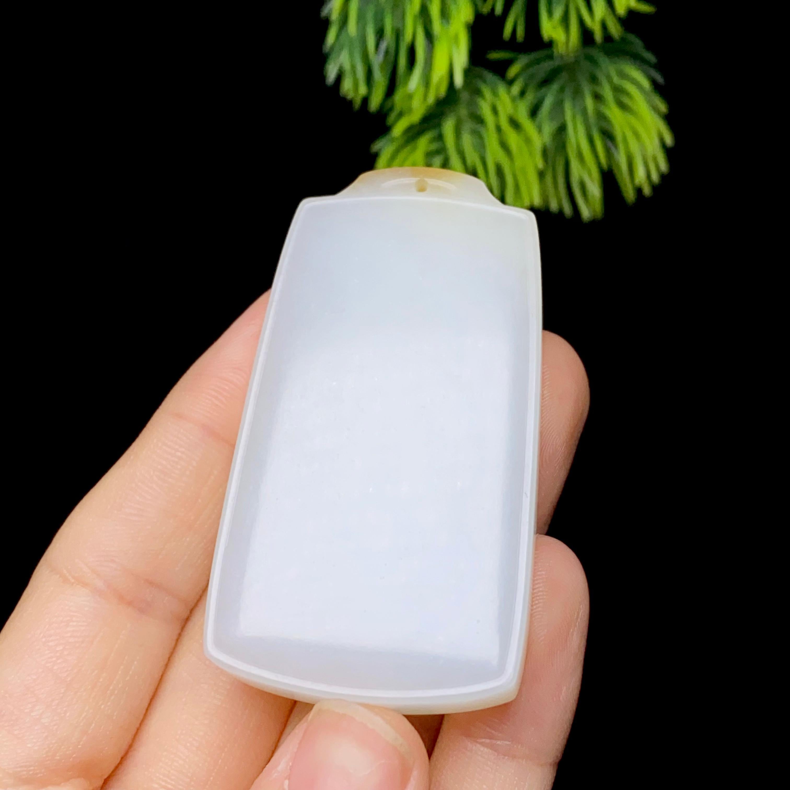 和田玉糖白无事牌(49.3g)