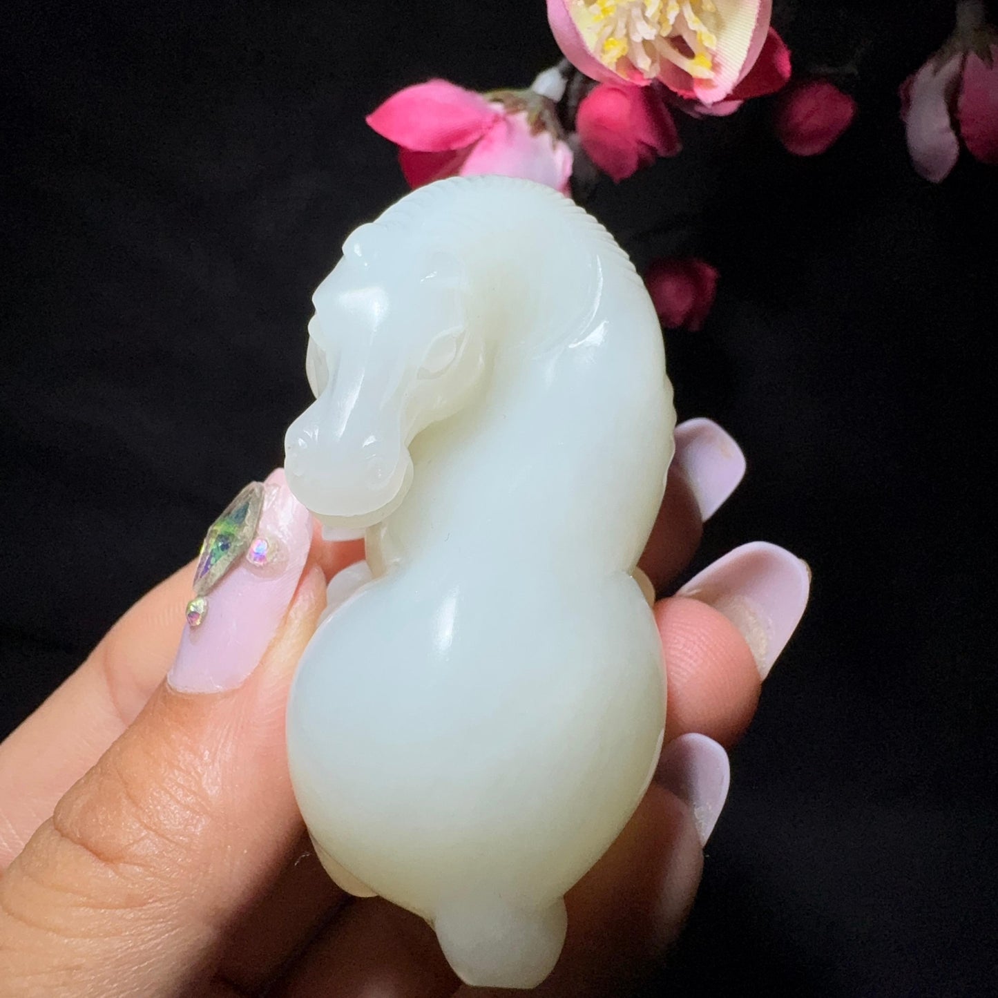 和田玉籽料手把件马到成功(78.5g)