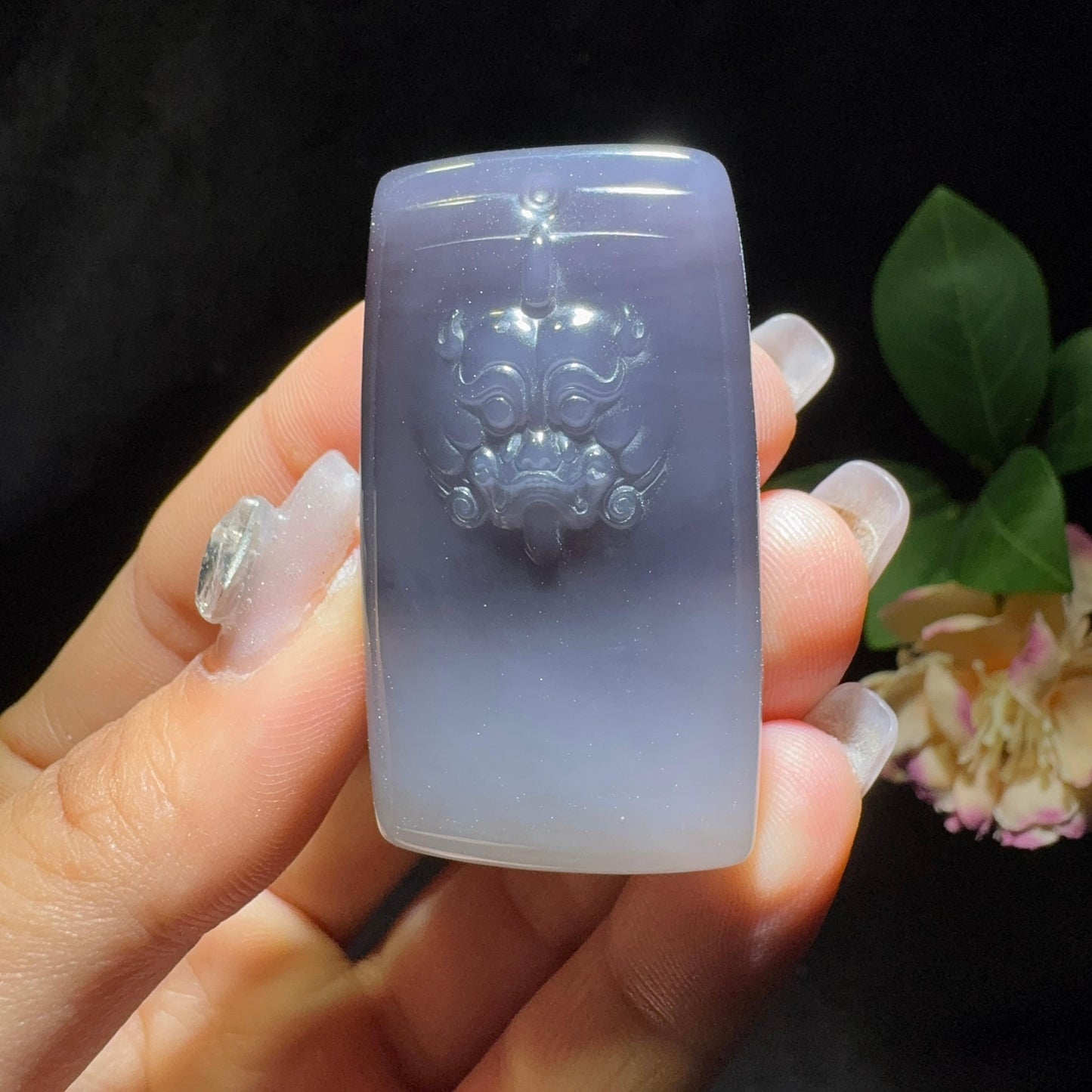 和田玉烟紫平安牌福寿如意(34.9g)