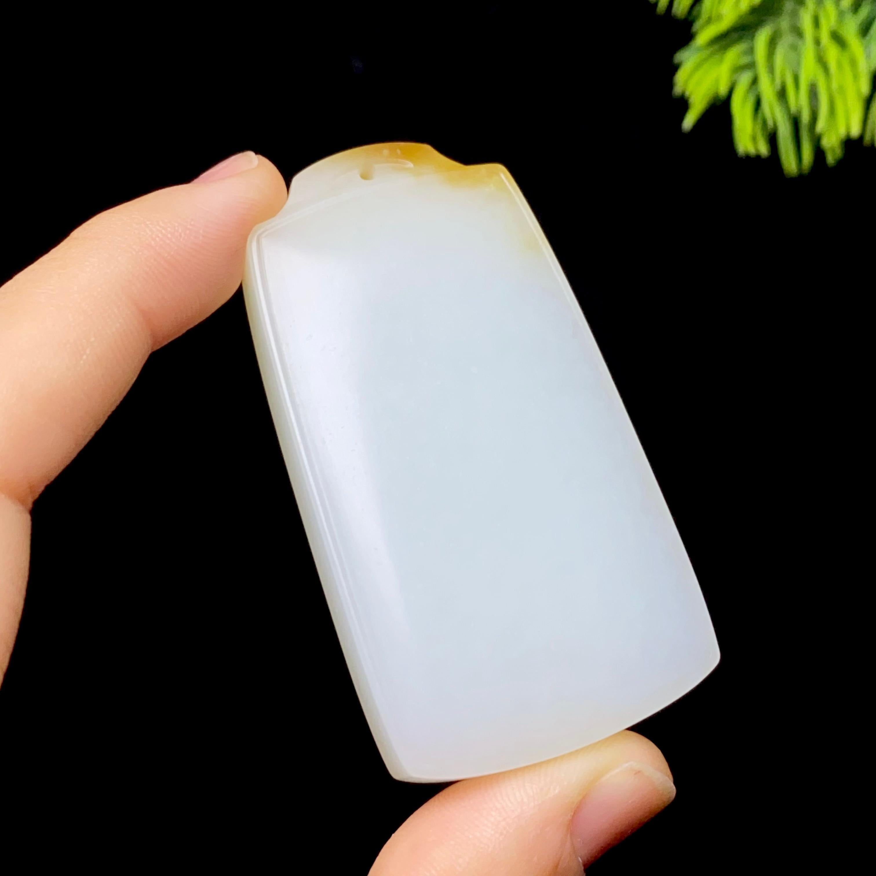 和田玉糖白无事牌(49.3g)