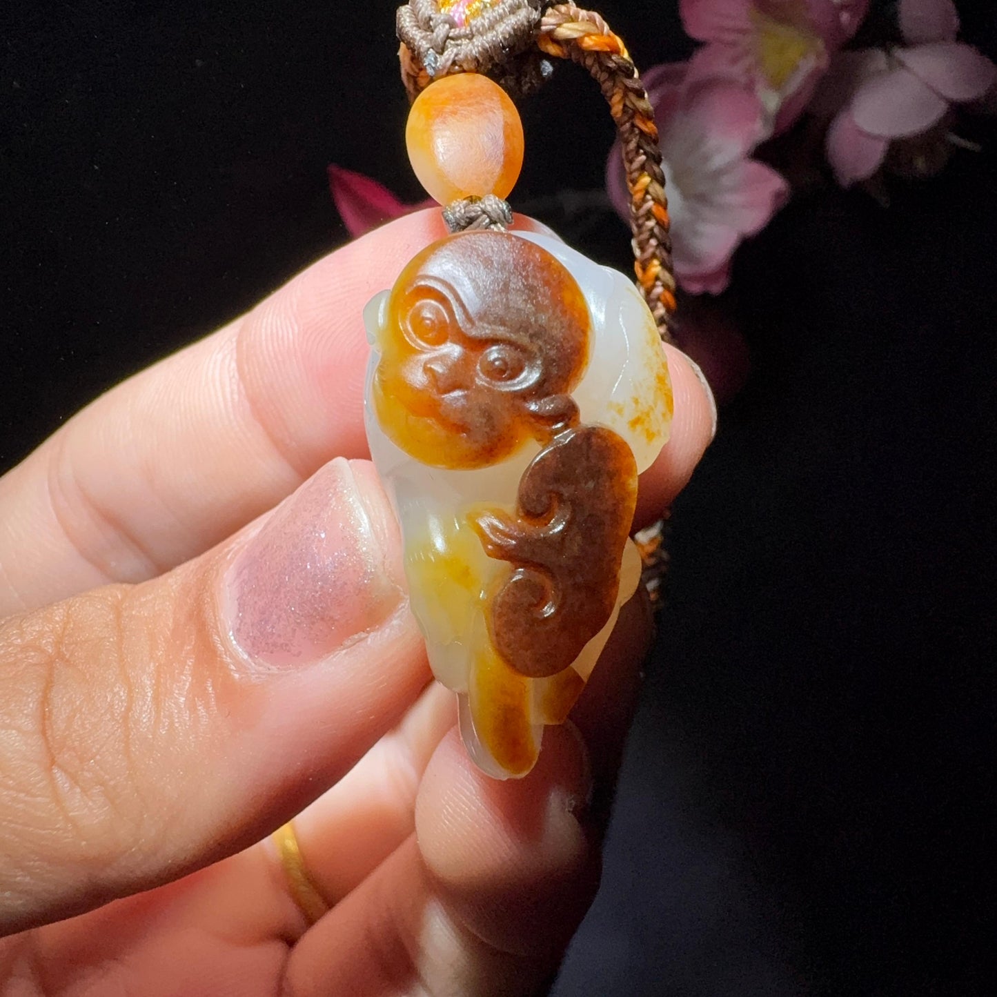 和田玉籽料挂件如意猴(14.0g)