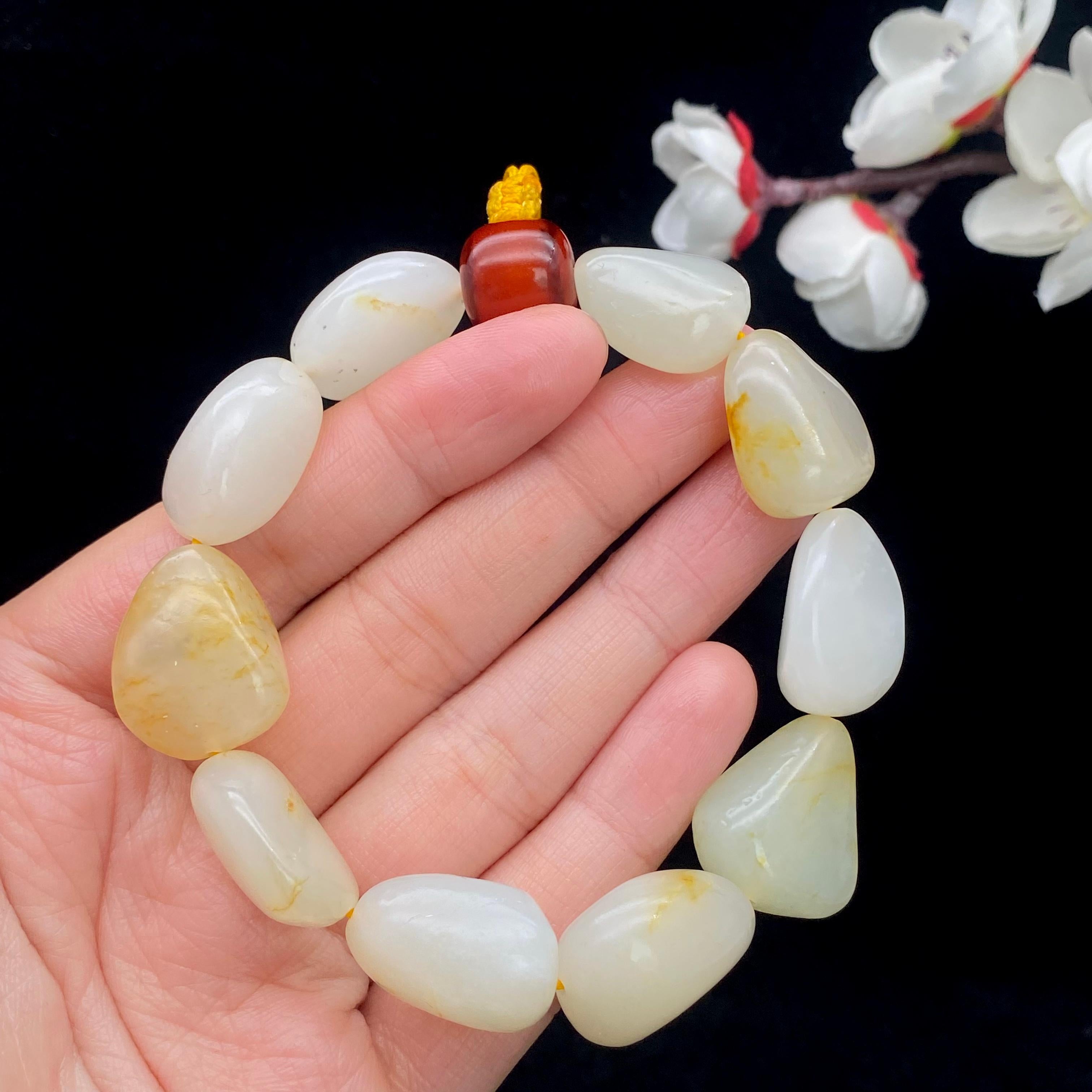 和田玉洒金皮【精品手串】(51.6g)