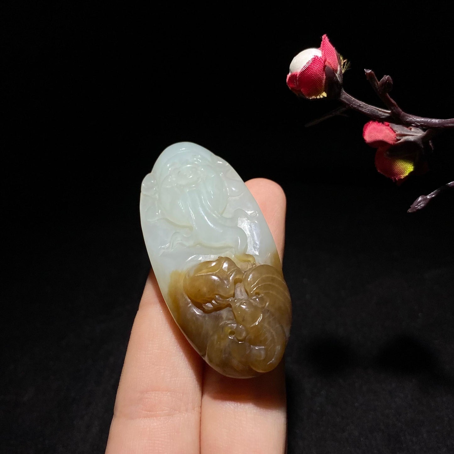 和田玉糖白财神(29.6g)