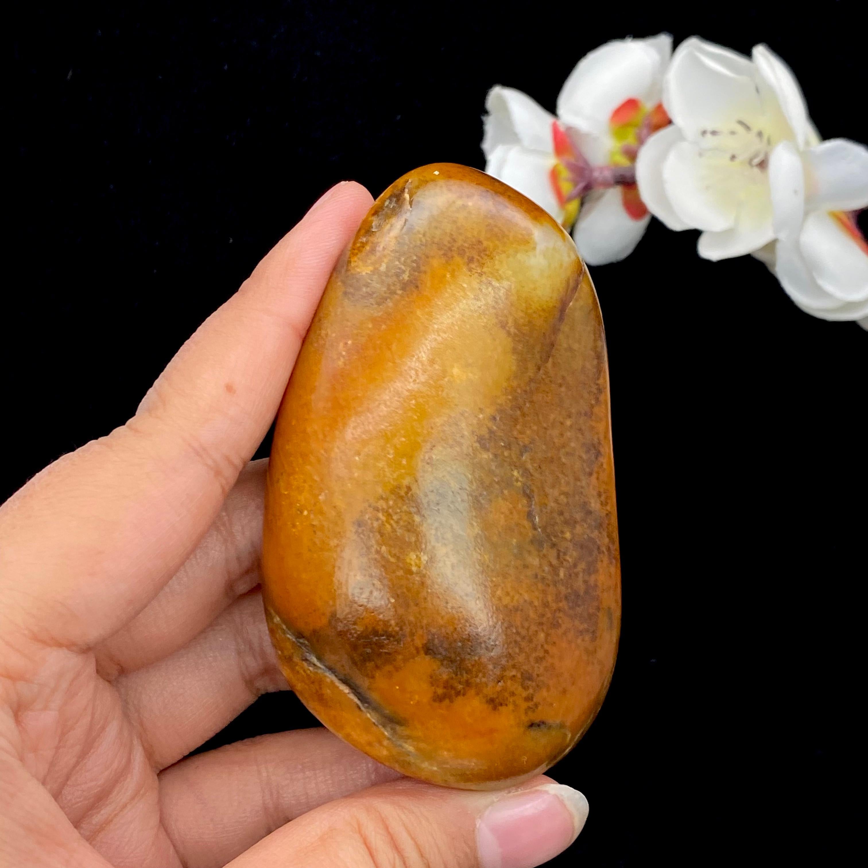 和田玉黄沁皮籽料原石(123g)