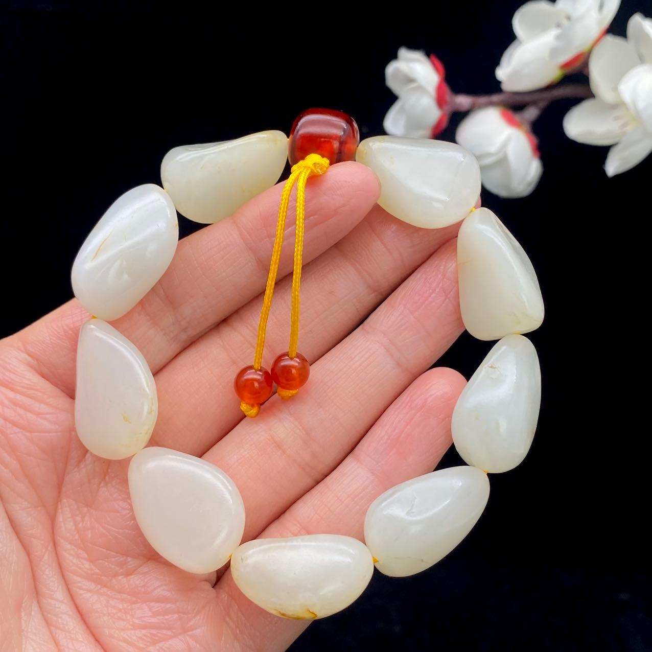 和田玉黄皮【精品手串】(52.8g)