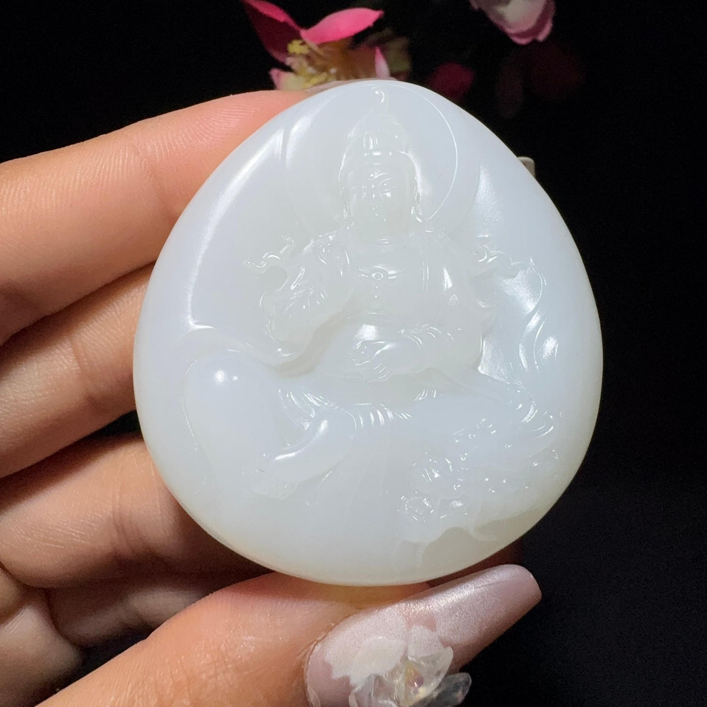 和田玉白玉挂件御龙观音(67.2g)