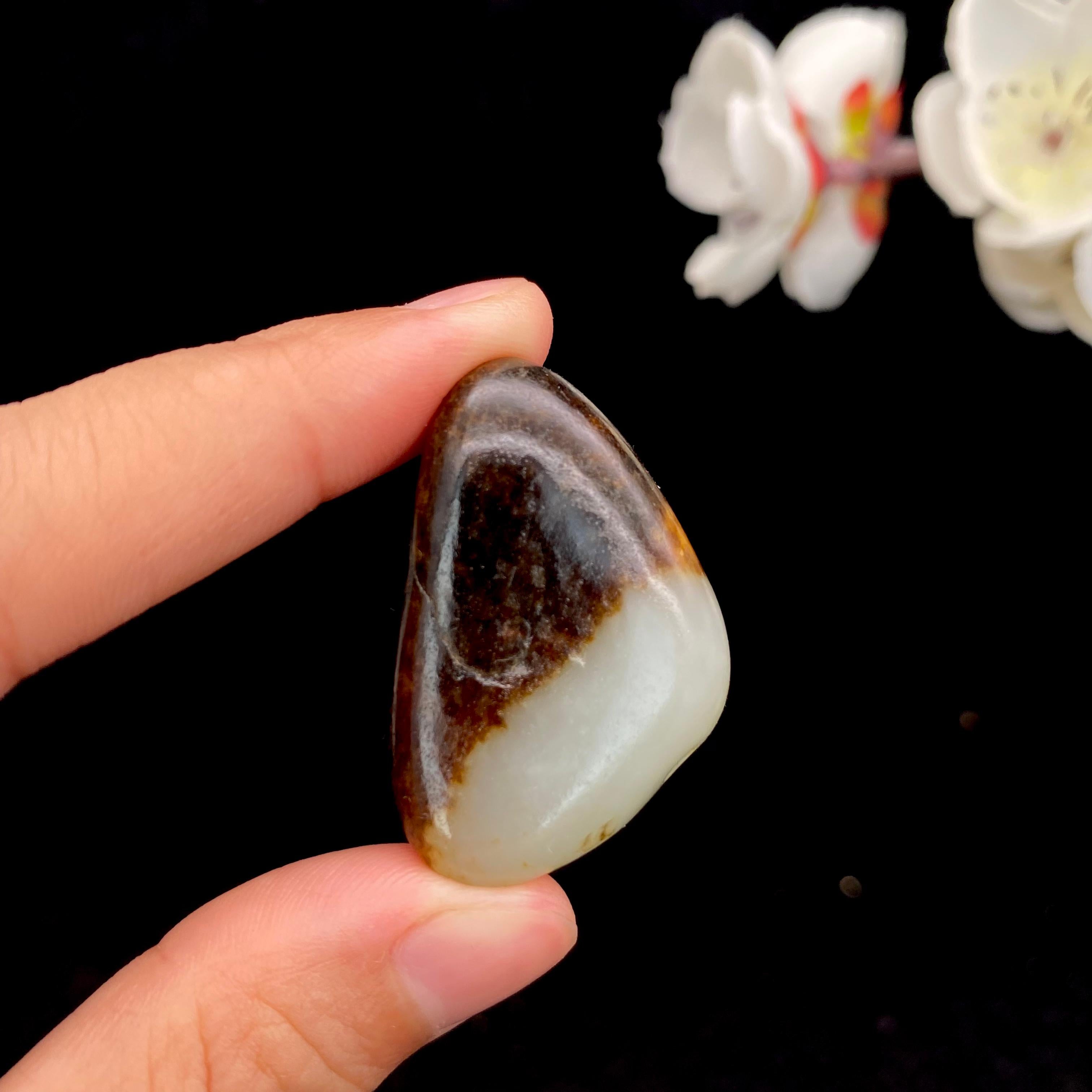 和田玉聚黑皮籽料原石(18.4g)