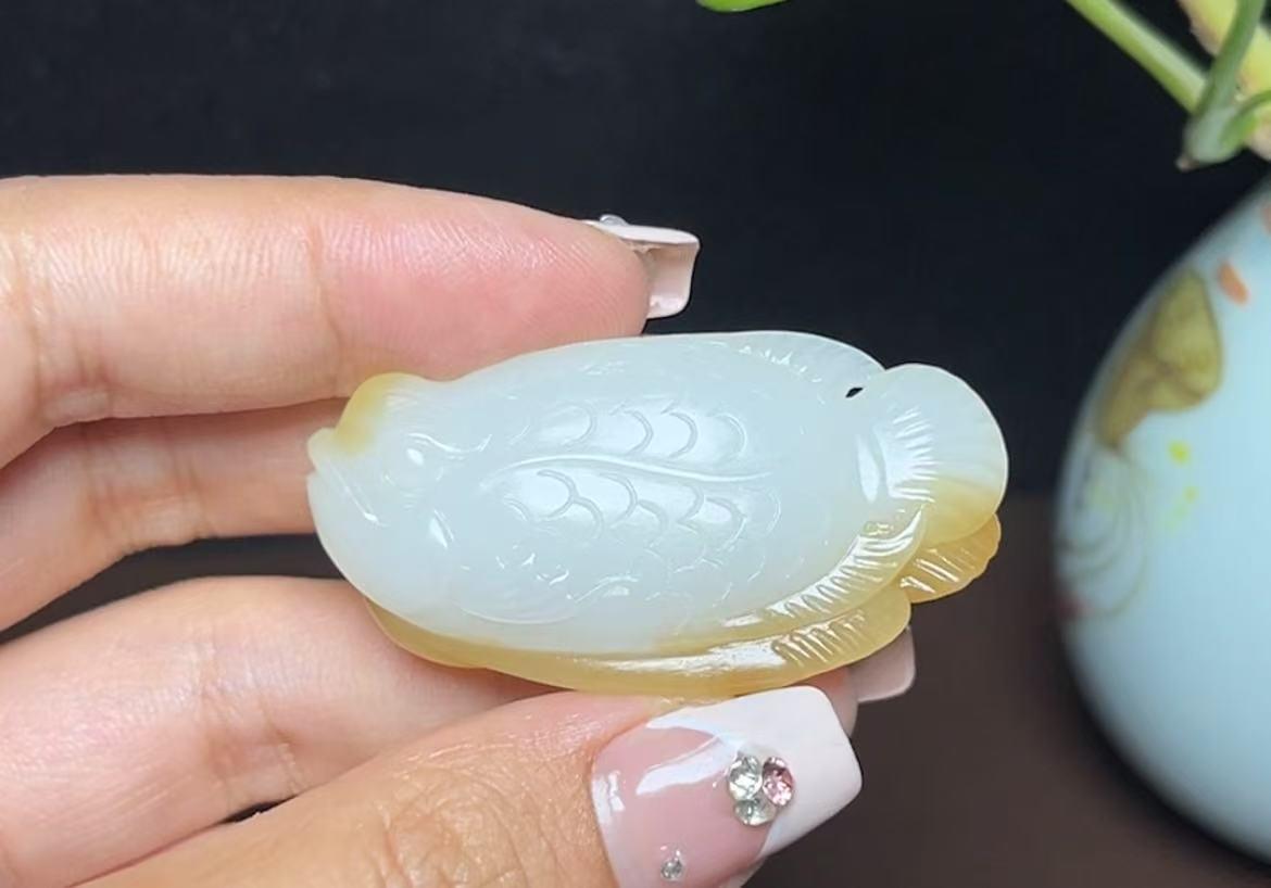 新疆和田玉且末糖白羊脂玉金玉满堂(24.1g)