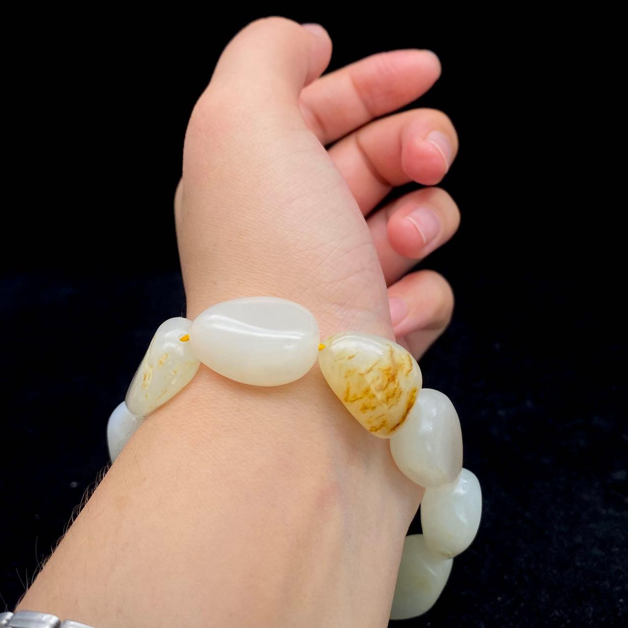 和田玉黄皮【精品手串】(52.8g)