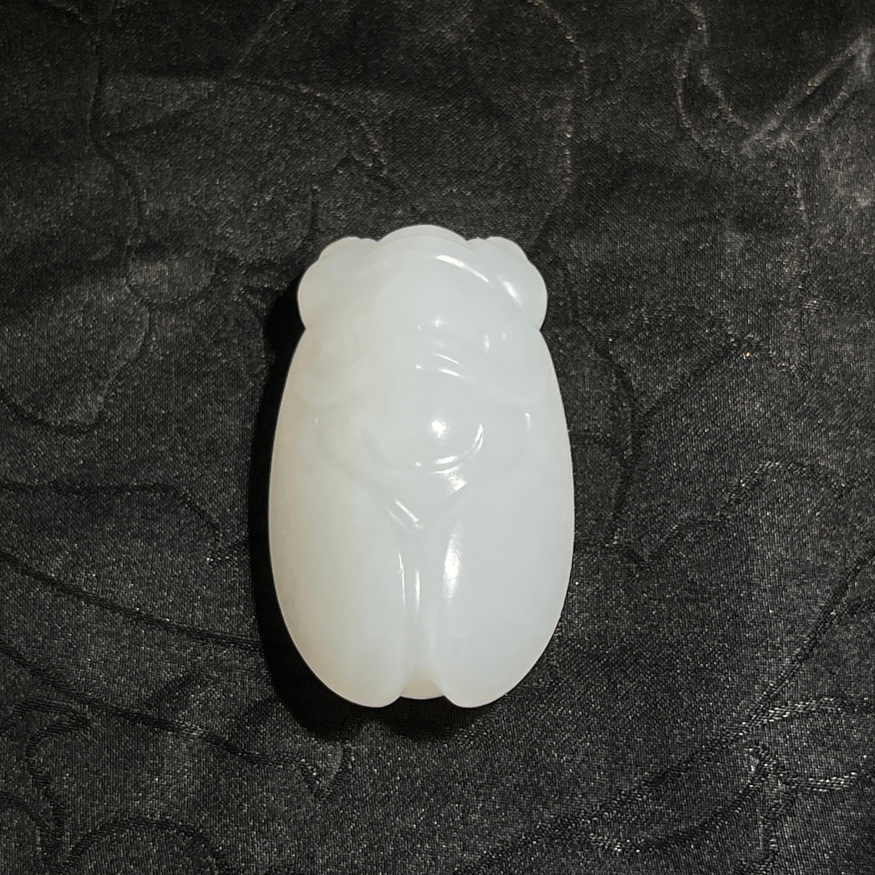 和田玉羊脂白玉蝉一鸣惊人(17.2g)
