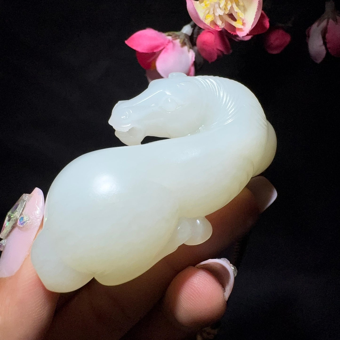 和田玉籽料手把件马到成功(78.5g)