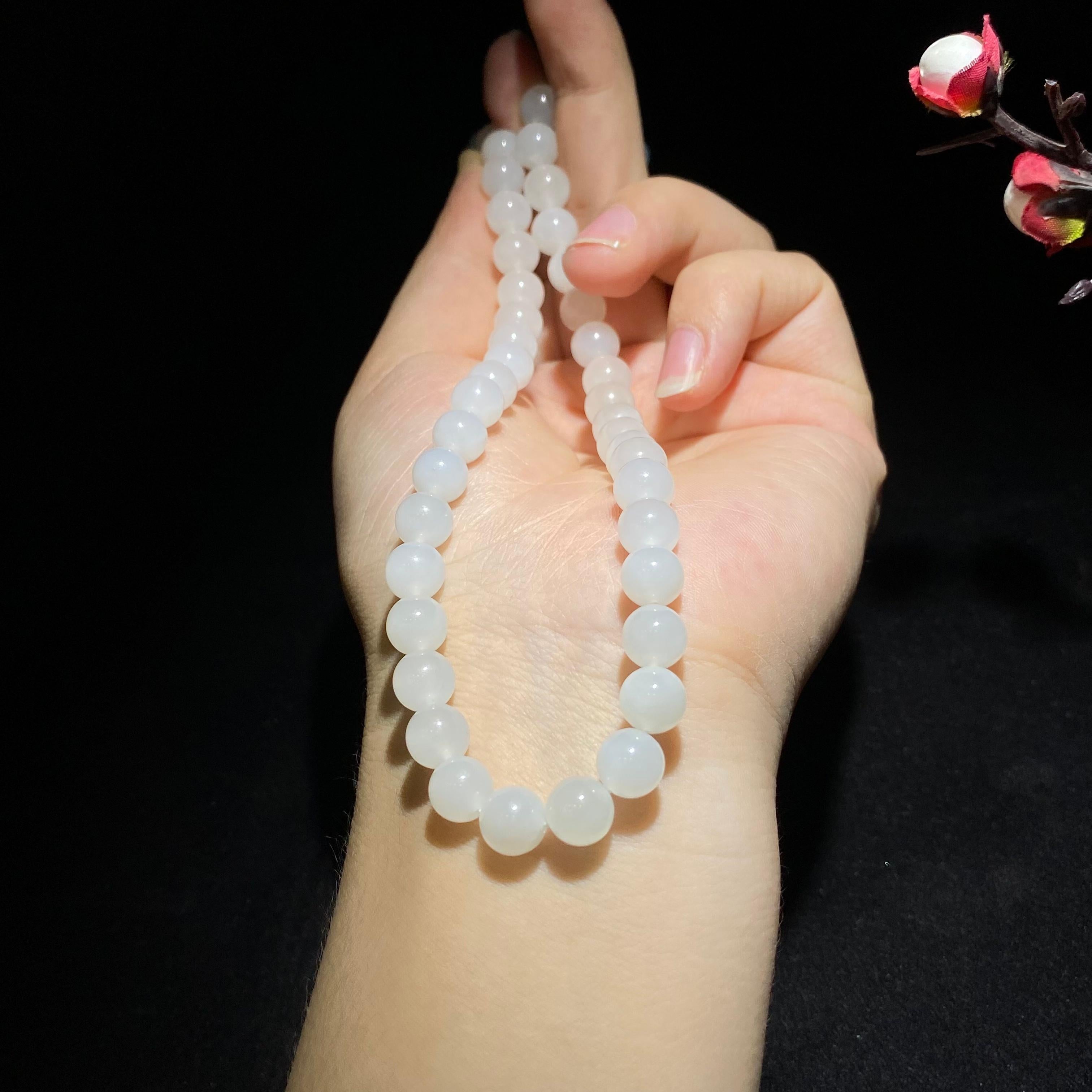 【超值推荐】和田山料冰底白玉项链(41.8克)